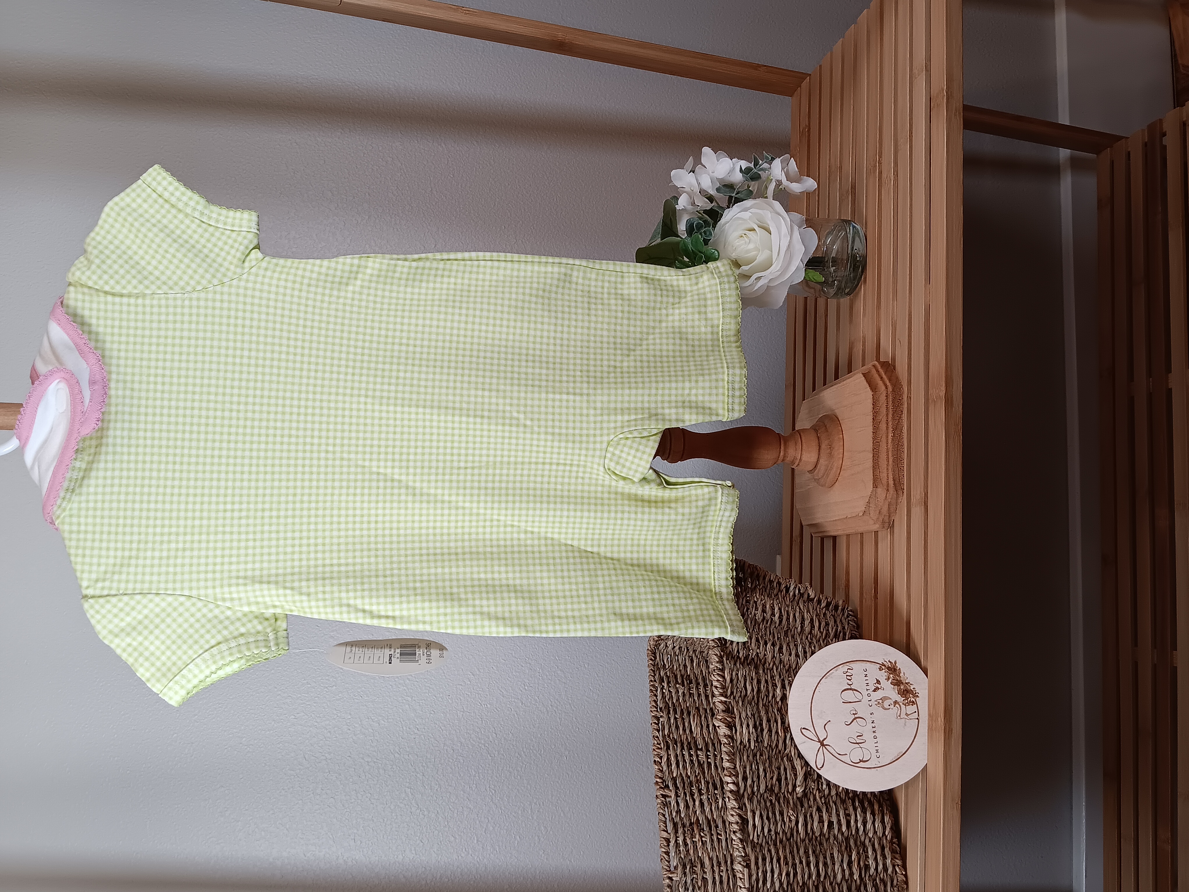 Baby Romper with Flamingo Bib size 6 to 9 months from First Moments brand.