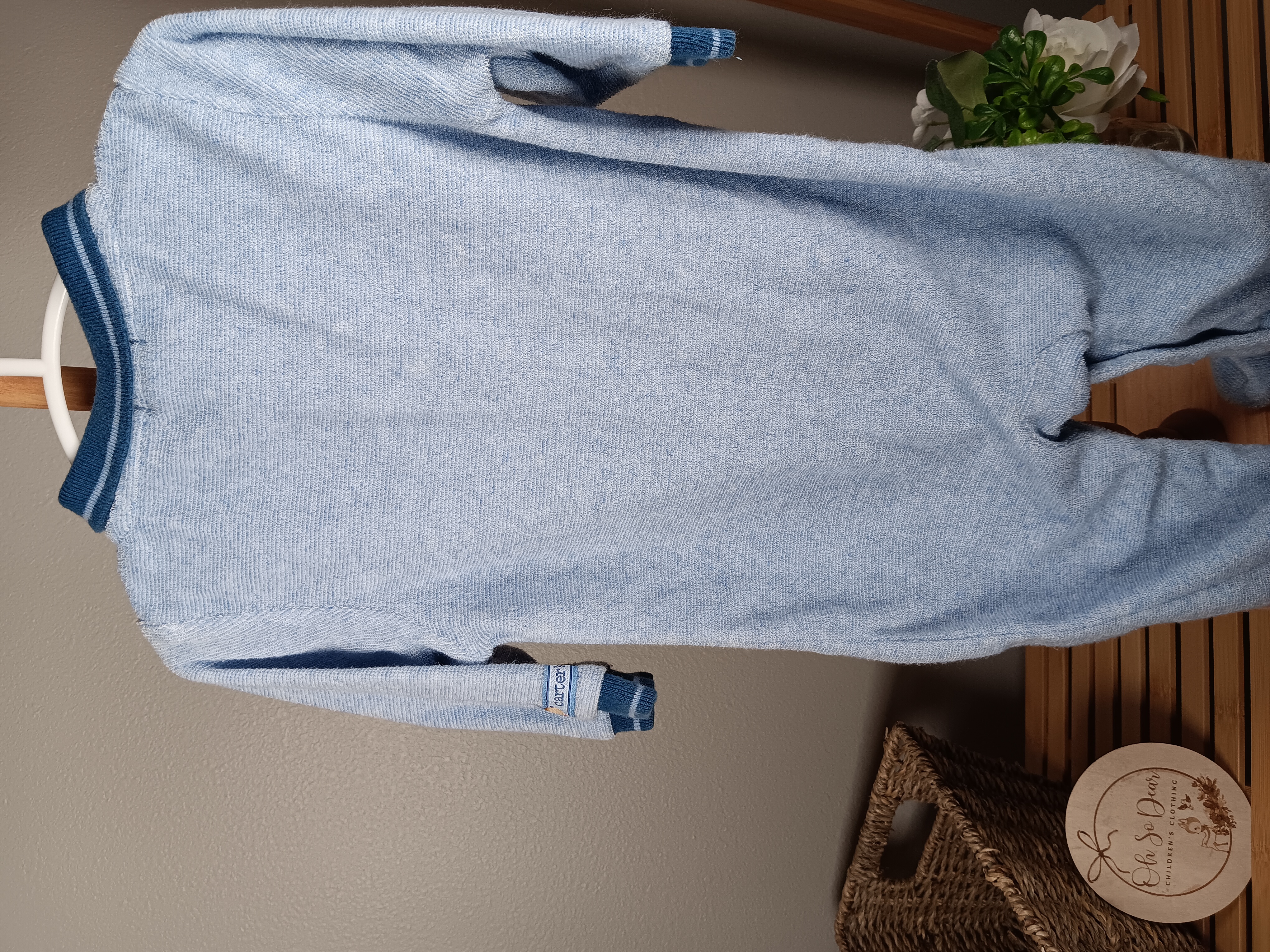 Baby Blue Fleece Onesie by Carters size 6 to 9 months Cozy sleeper with cute puppy print Vintage Y2K