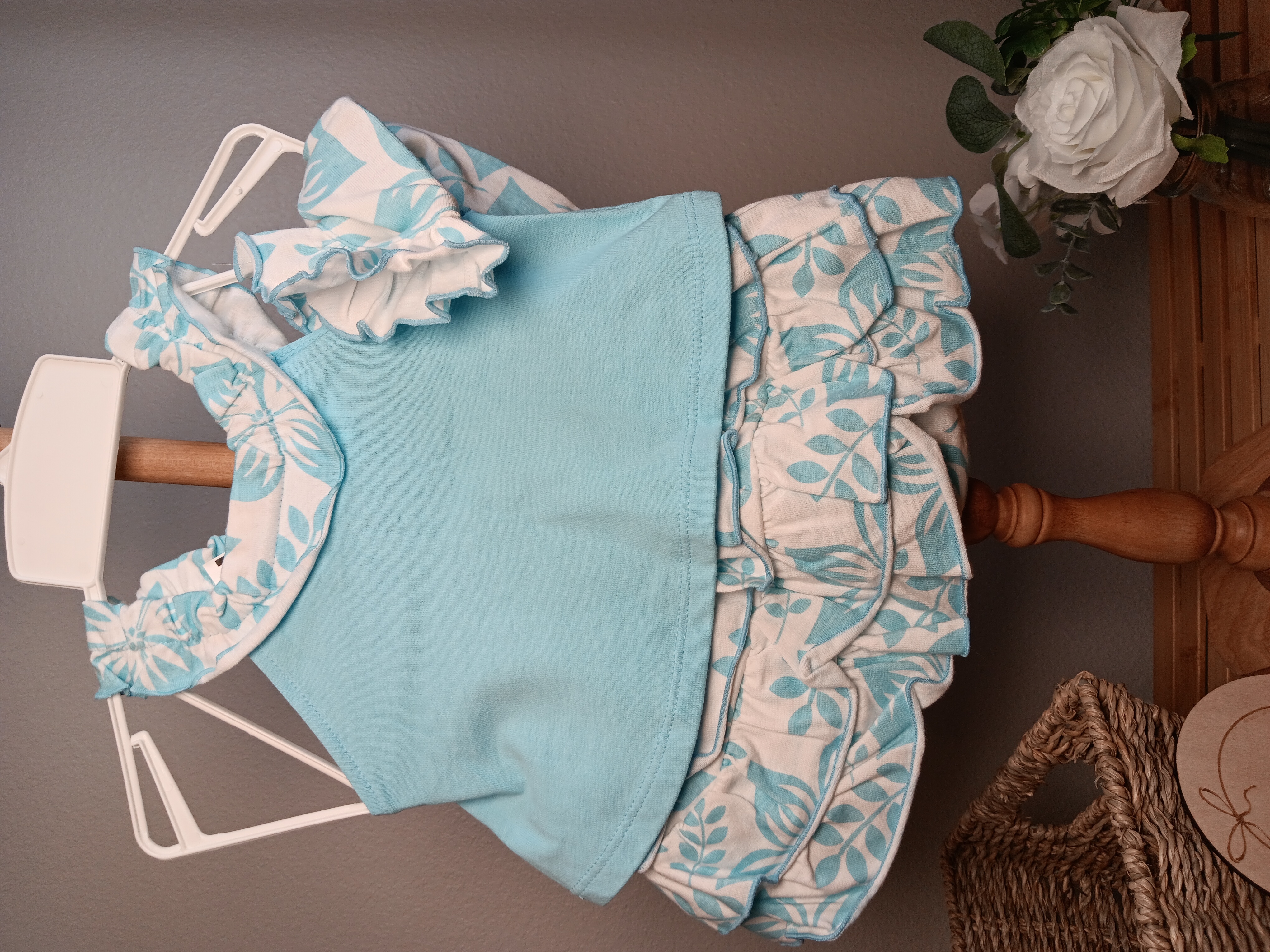 Girls’ Blue Floral Dress Set by Vitamins Baby size 0 to 3 months