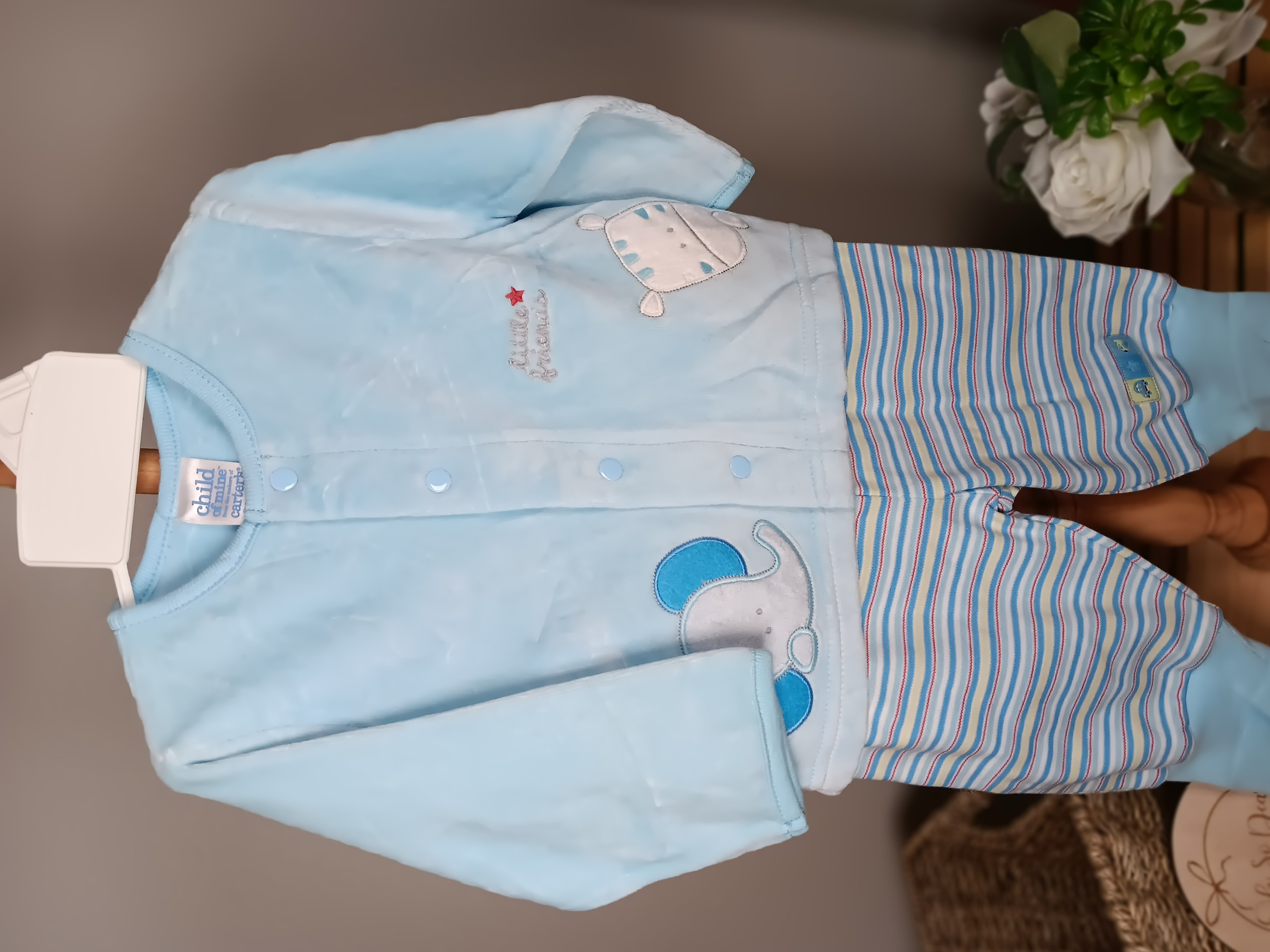 Blue baby Cozy and cute outfit for infants size 6 to 9 months Y2K NWT Child of Mine by Carters brand