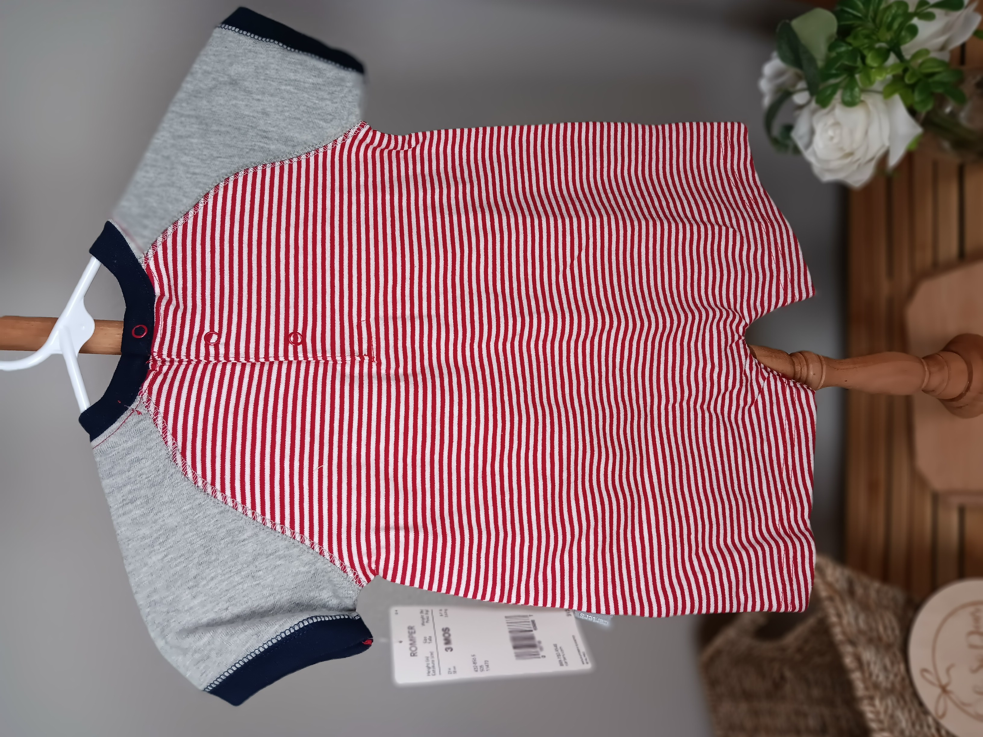 Baby Boy Striped Romper Carters brand size 3 months NWT