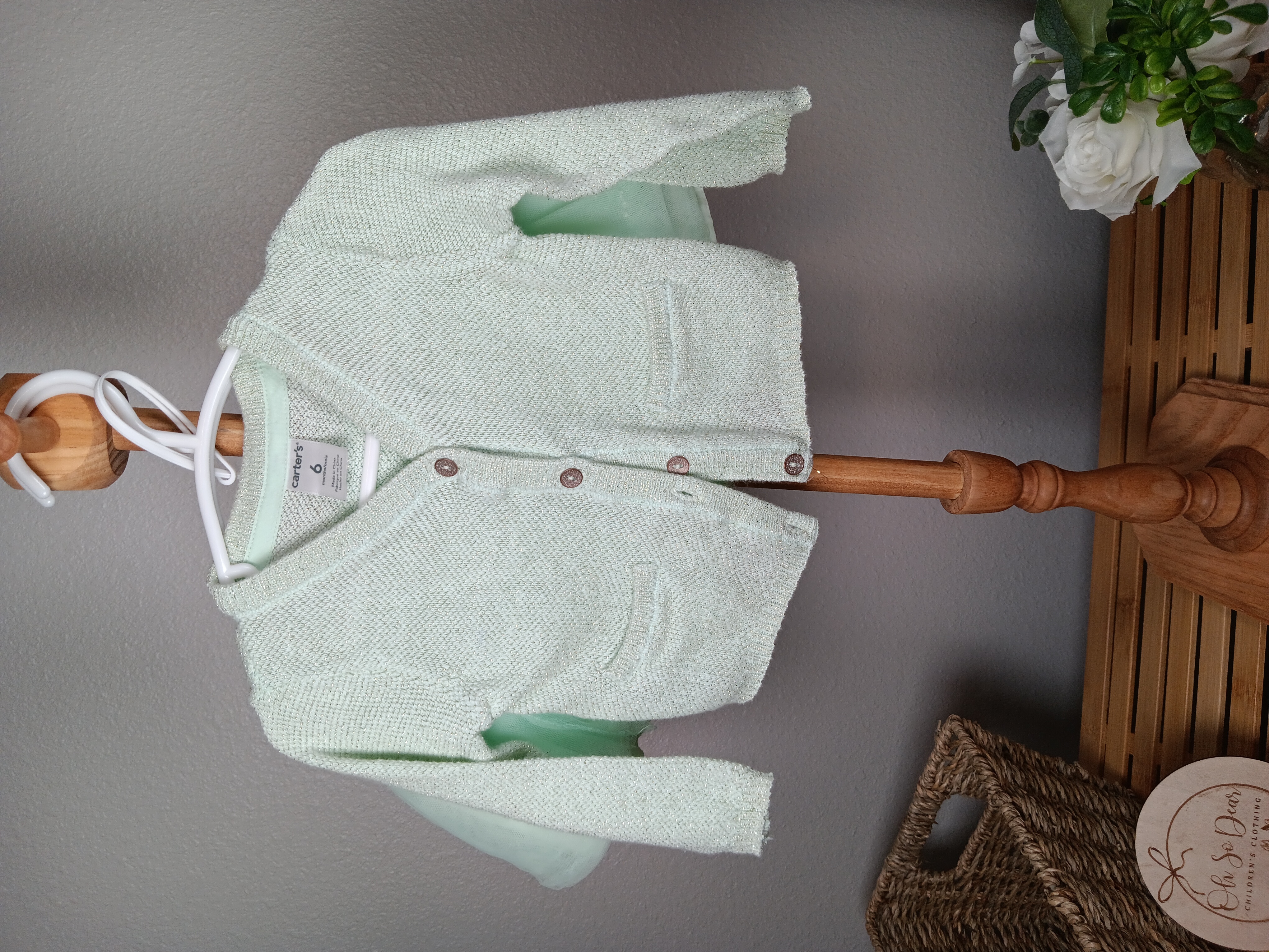 Darling light green Party sweater and skirt set by Carters size 6 months in VGUC