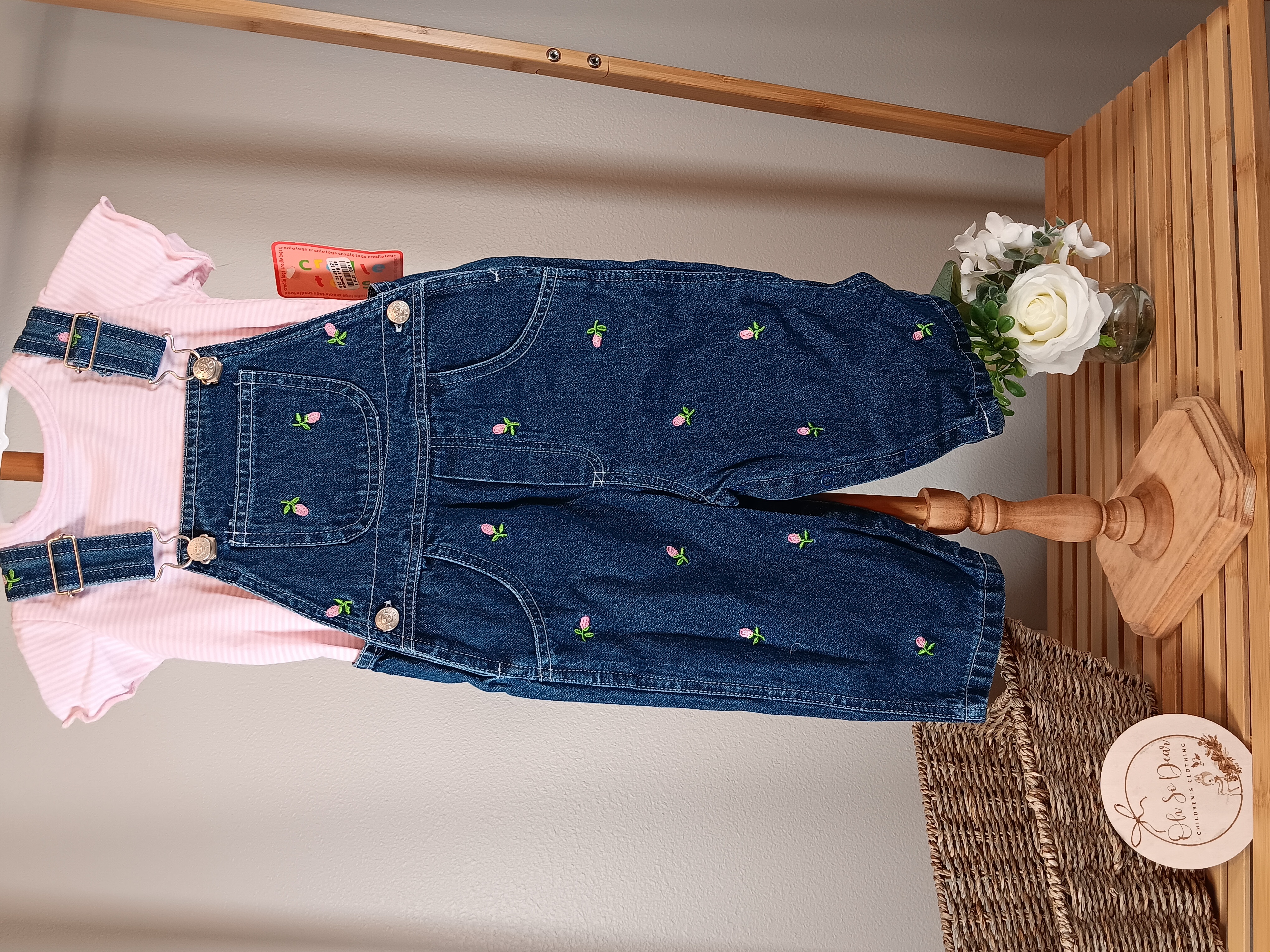 Children's Denim Overalls Set by Cradle Togs size 12 months NWT
