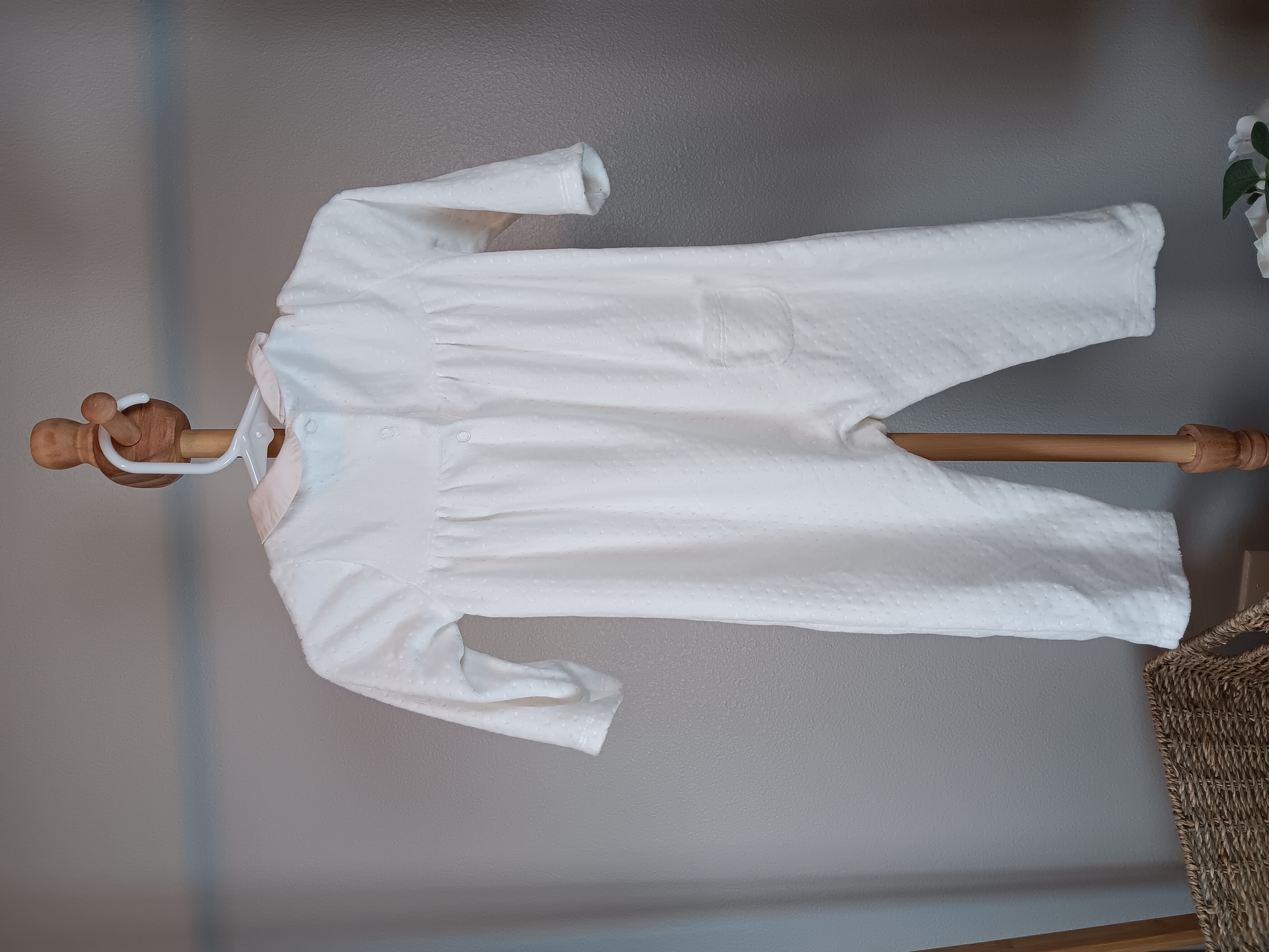 White Baby Romper, Soft and cozy one-piece for infants size 6 to 12 months from Janie and Jack