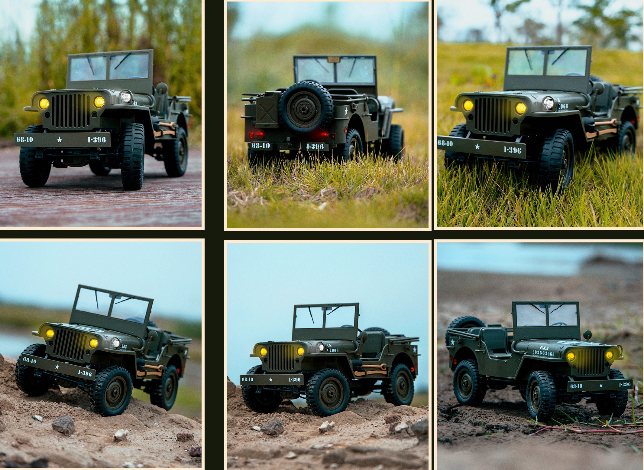 RTR 1/10 2,4G 4WD RC-Auto Willys Militär-LKW Offroad-Klettern LED-Licht Metallrahmen Rock Crawler Vollproportional JJRC C8815 Fahrzeuge Modelle Spielzeug