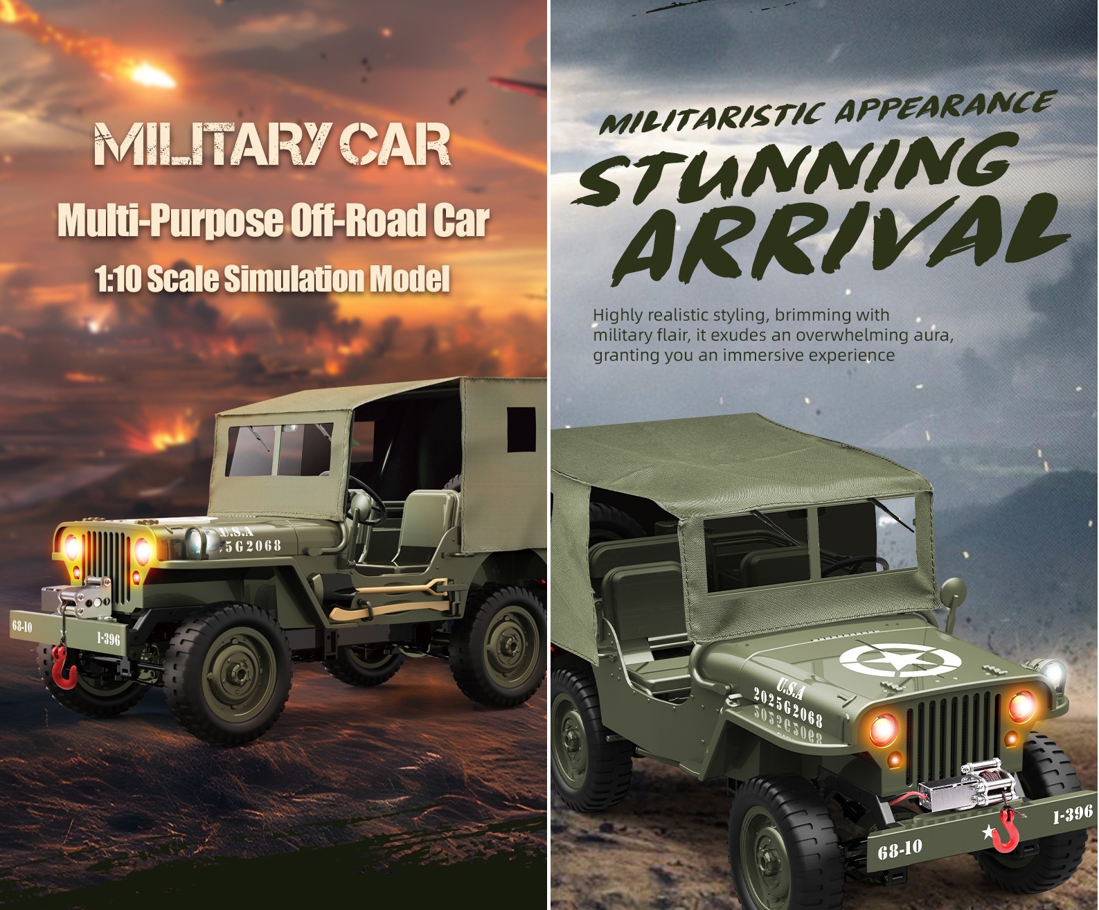 RTR 1/10 2,4G 4WD RC-Auto Willys Militär-LKW Offroad-Klettern LED-Licht Metallrahmen Rock Crawler Vollproportional JJRC C8815 Fahrzeuge Modelle Spielzeug