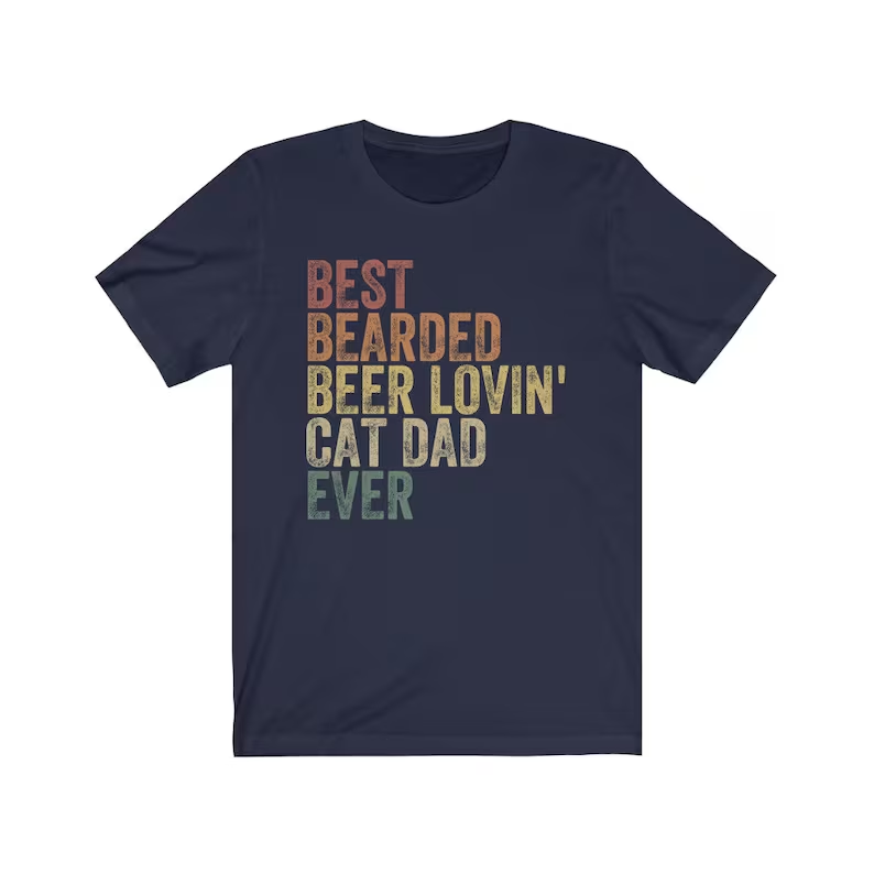 Best Bearded Beer Lovin' Cat Dad Ever, Cat Dad Shirt, Funny Gift for Beer Lover, Cat Owner Gift, Bearded Dad Tee, Retro Vintage Father's Day