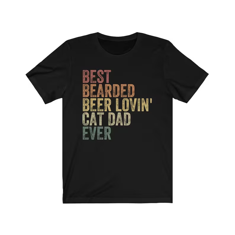 Best Bearded Beer Lovin' Cat Dad Ever, Cat Dad Shirt, Funny Gift for Beer Lover, Cat Owner Gift, Bearded Dad Tee, Retro Vintage Father's Day