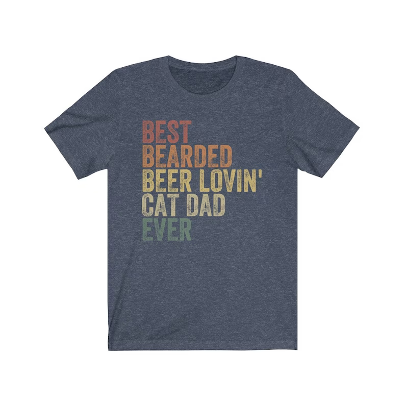 Best Bearded Beer Lovin' Cat Dad Ever, Cat Dad Shirt, Funny Gift for Beer Lover, Cat Owner Gift, Bearded Dad Tee, Retro Vintage Father's Day