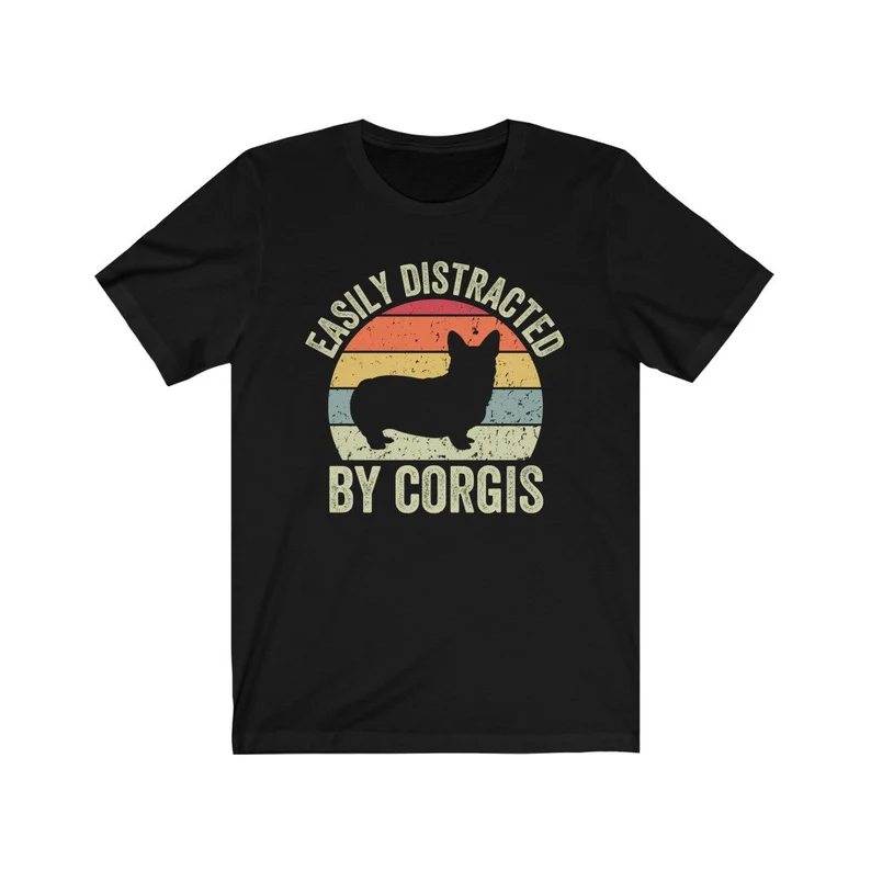 Corgi Shirt, Corgi Mom Shirt, Retro Corgi T-Shirt, Crazy Corgi Lady, Easily Distracted By Corgis