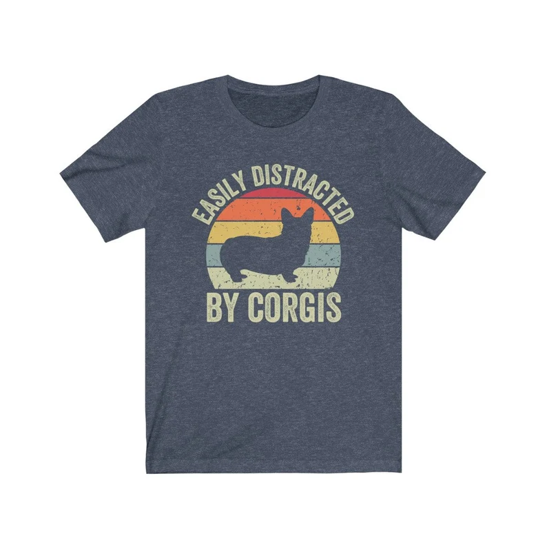 Corgi Shirt, Corgi Mom Shirt, Retro Corgi T-Shirt, Crazy Corgi Lady, Easily Distracted By Corgis