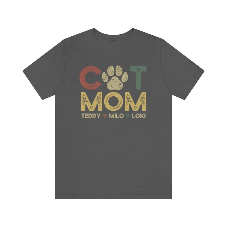 Cat Mom Shirt with Cat Names, Personalized Gift for Cat Mom, Custom Cat Mama Shirt with Pet Names