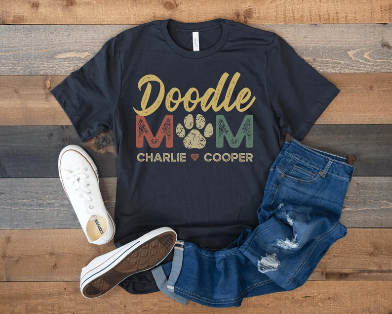 Doodle Mom, Doodle Shirt, Dog Mom Shirt, Personalized Dog Mom Shirt with Dog Names, Golden Doodle Gifts