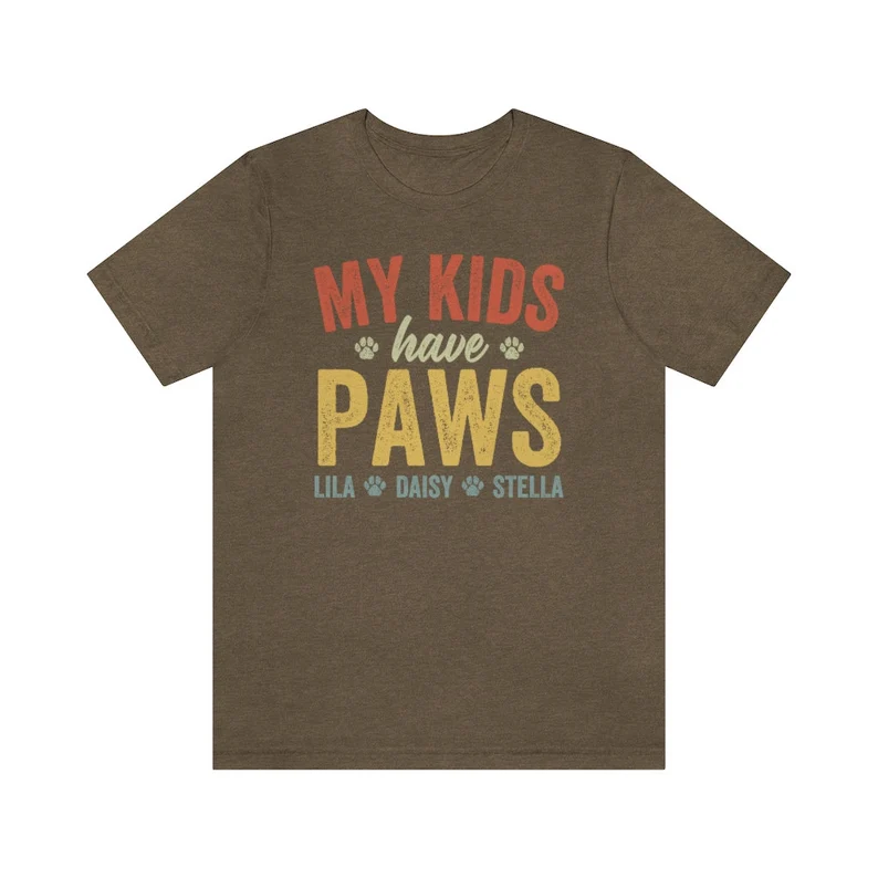 Personalized Dog Mom Shirt, Custom Cat Mom Shirt, Dog Owner Gift,  My Kids Have Paws