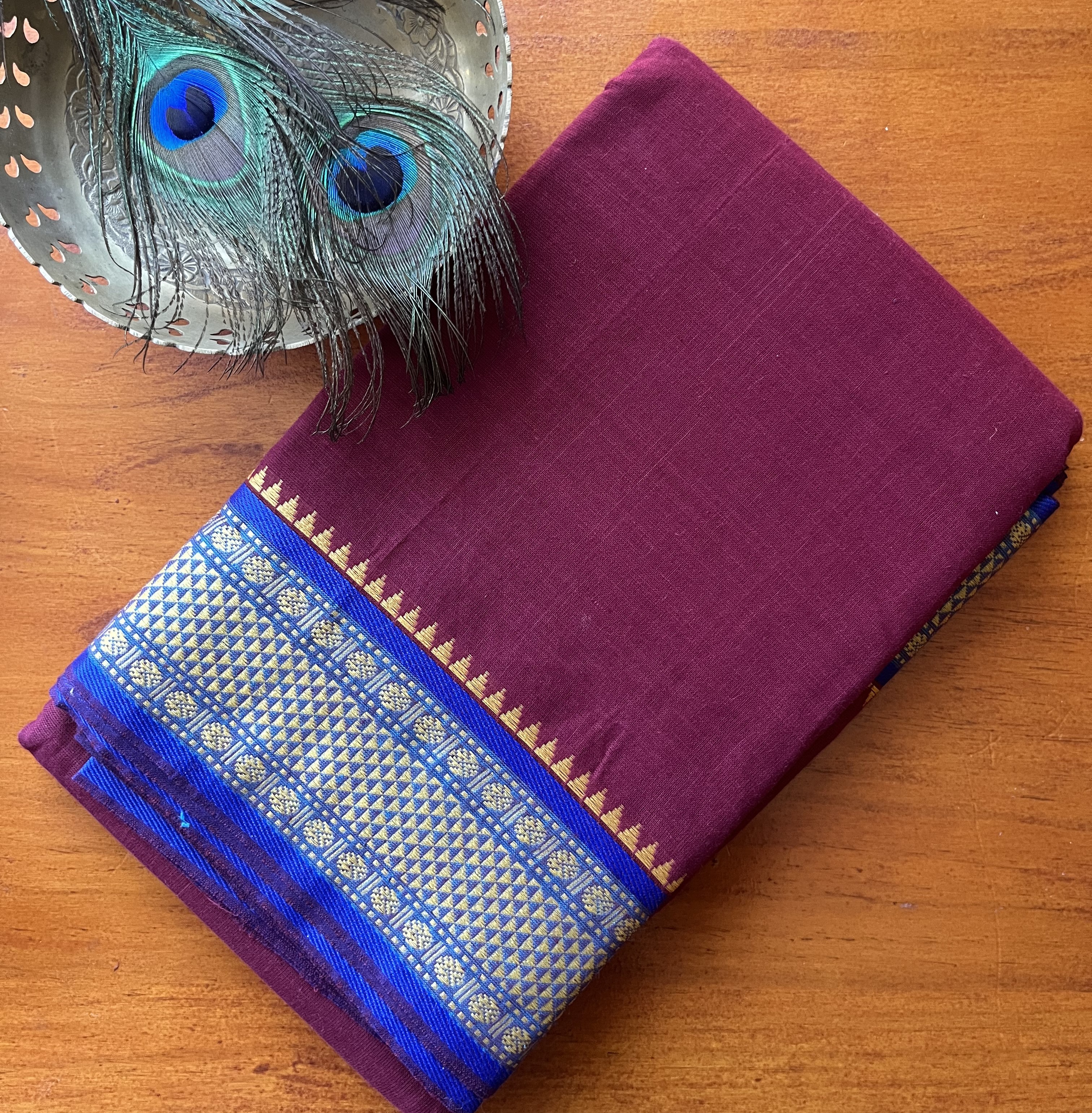 Bharatanatyam Practice Saree - Maroon + Blue