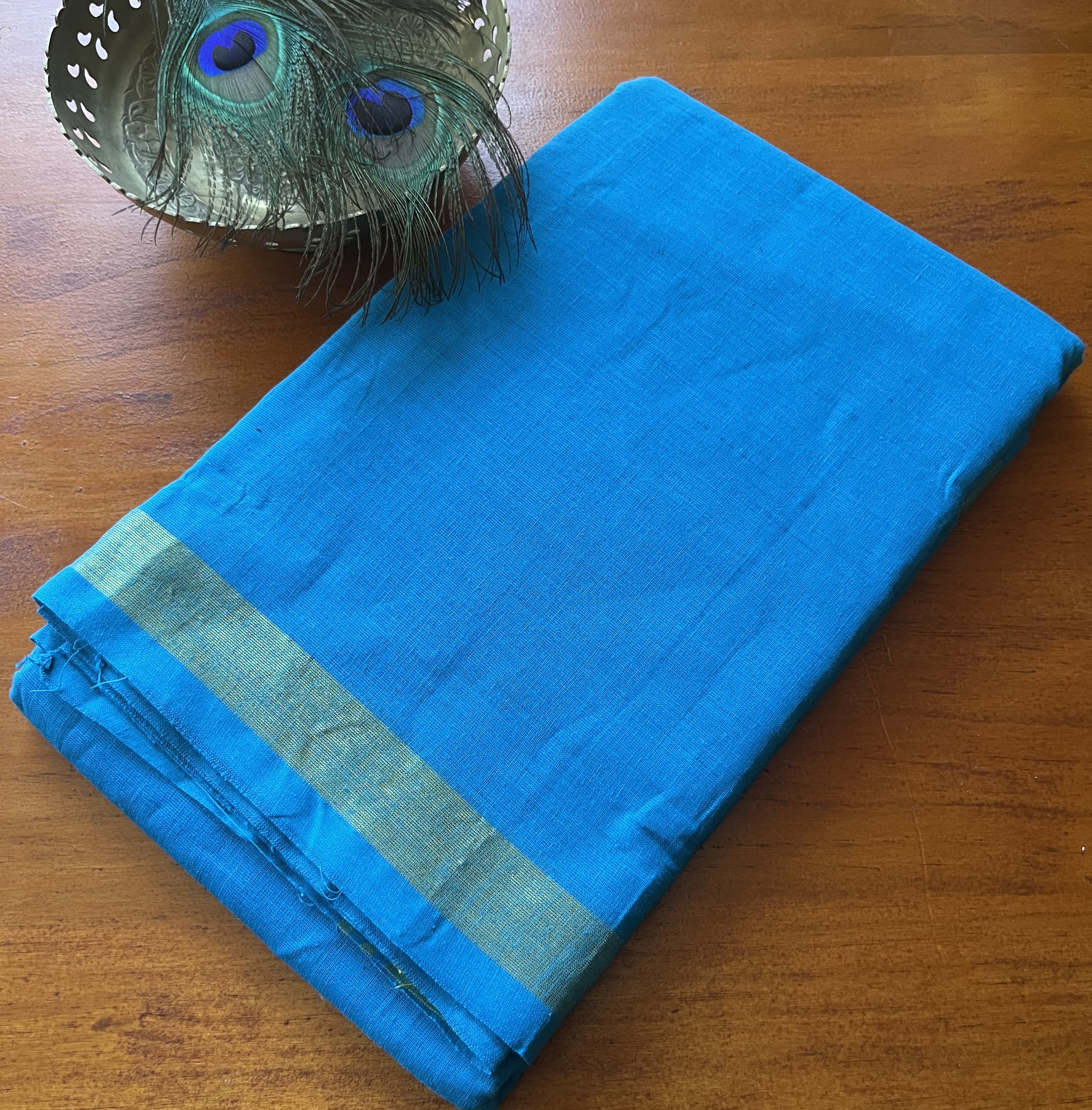 Bharatanatyam Practice Saree - Blue + Gold