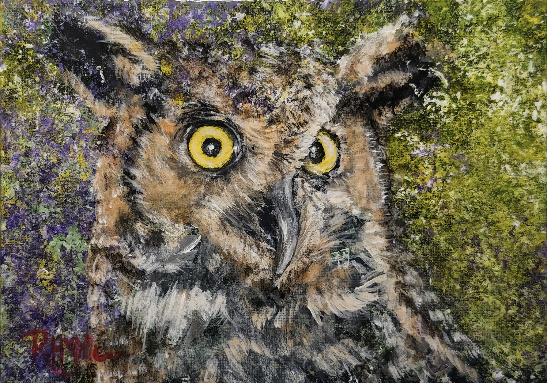 Great Horned Owl Oil Painting