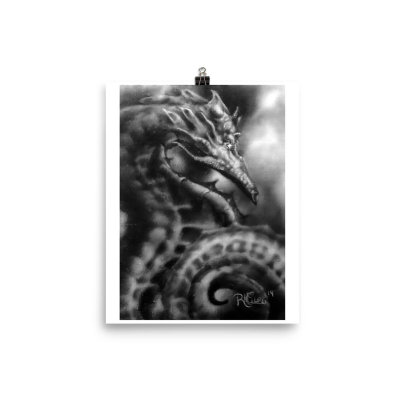 Sea Dragon black and grey print