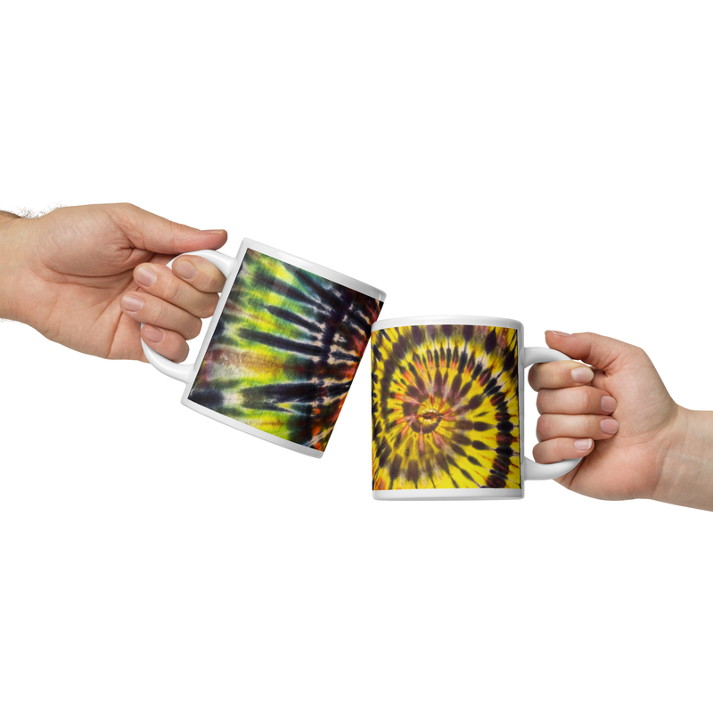 Yellow Tie Dye Eye Swirl Fractal Ceramic Mug trending