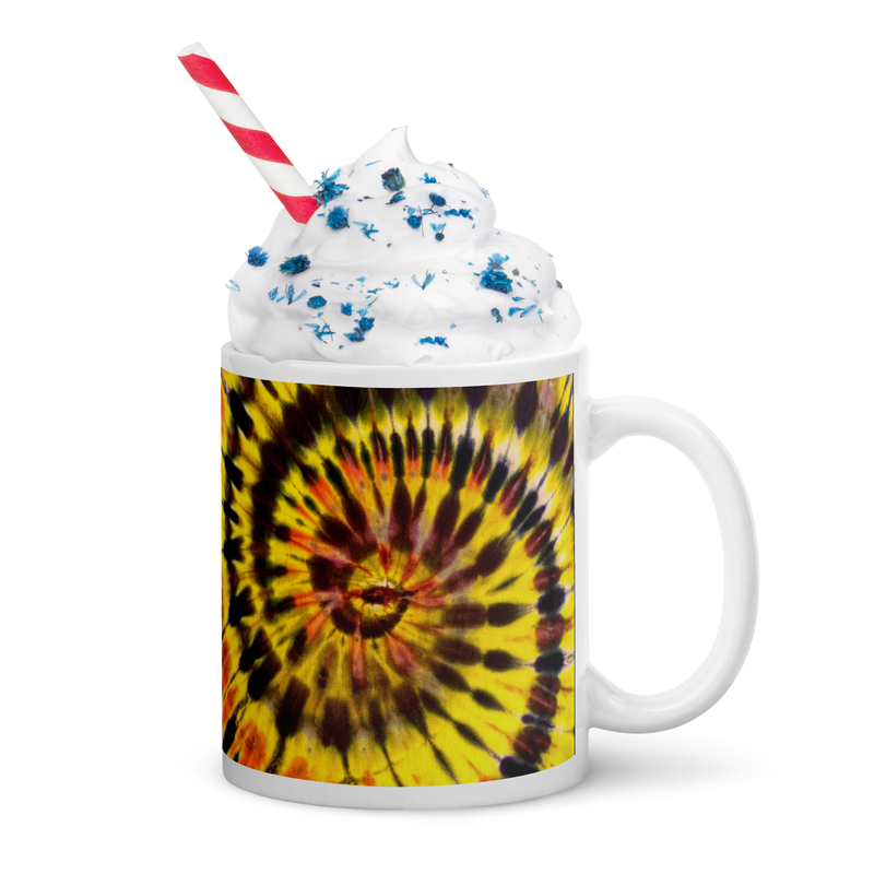 Yellow Tie Dye Eye Swirl Fractal Ceramic Mug trending