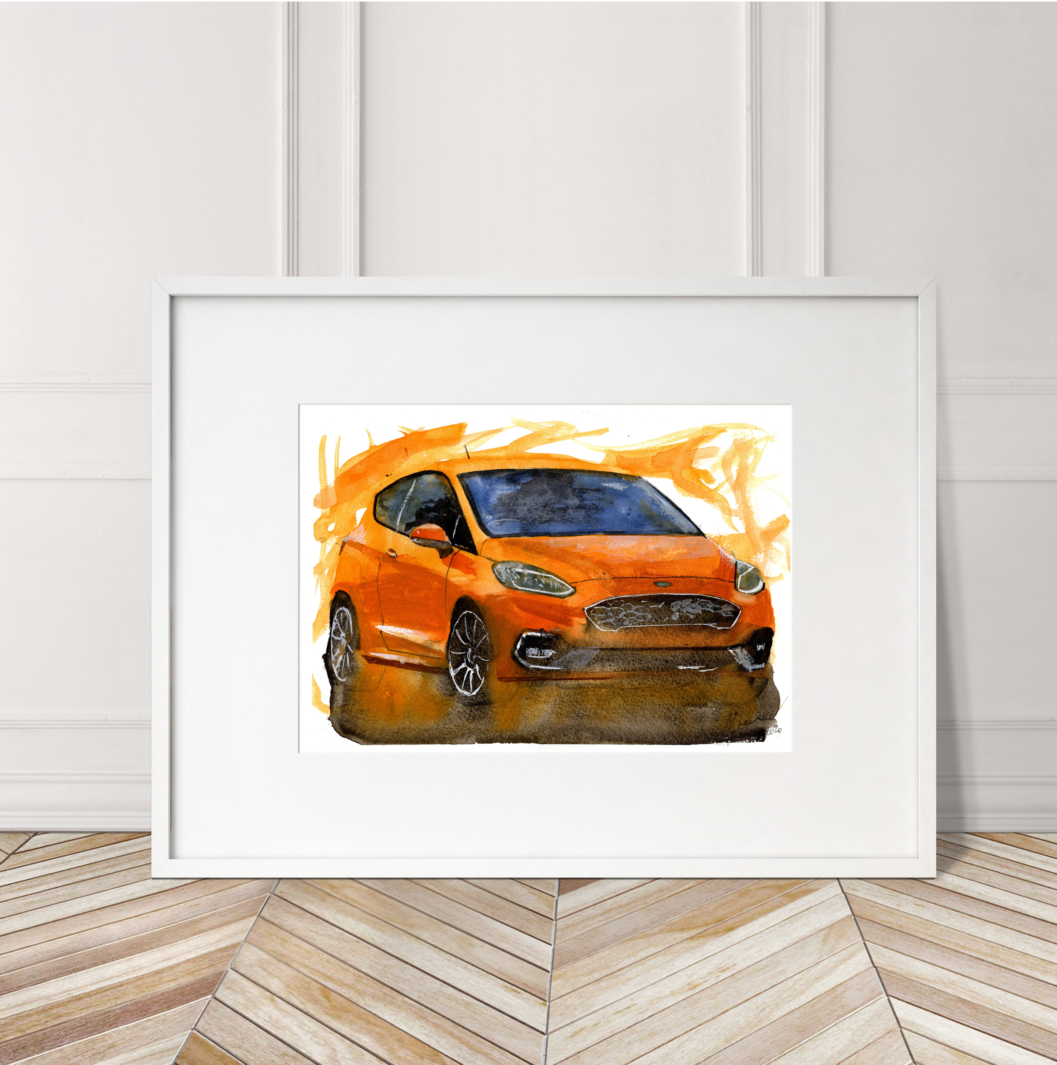 Ford Fiesta ST Print. Ford Fiesta Poster. Gifts For Him. Hand Painted Art. birthday gift