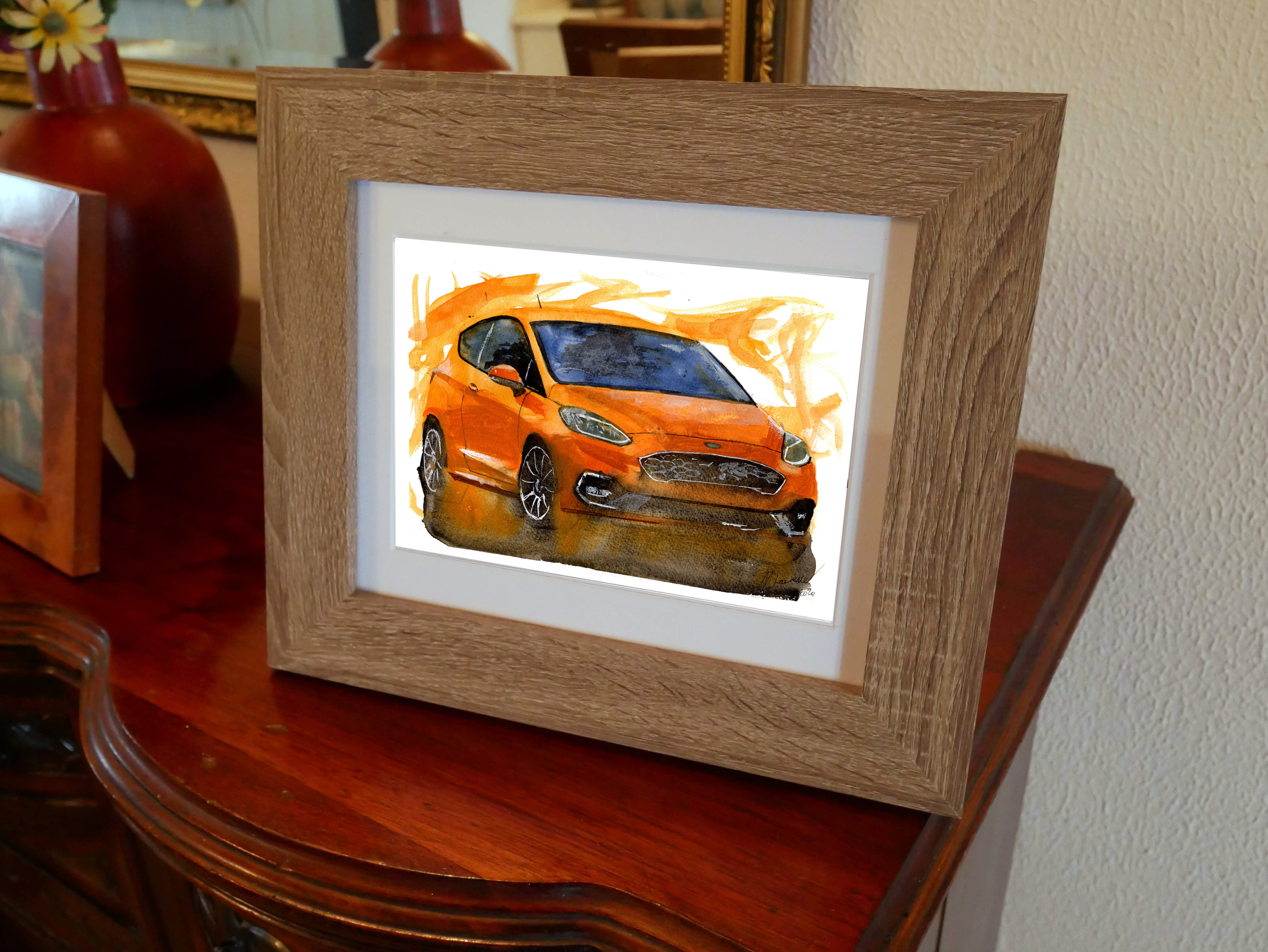 Ford Fiesta ST Print. Ford Fiesta Poster. Gifts For Him. Hand Painted Art. birthday gift