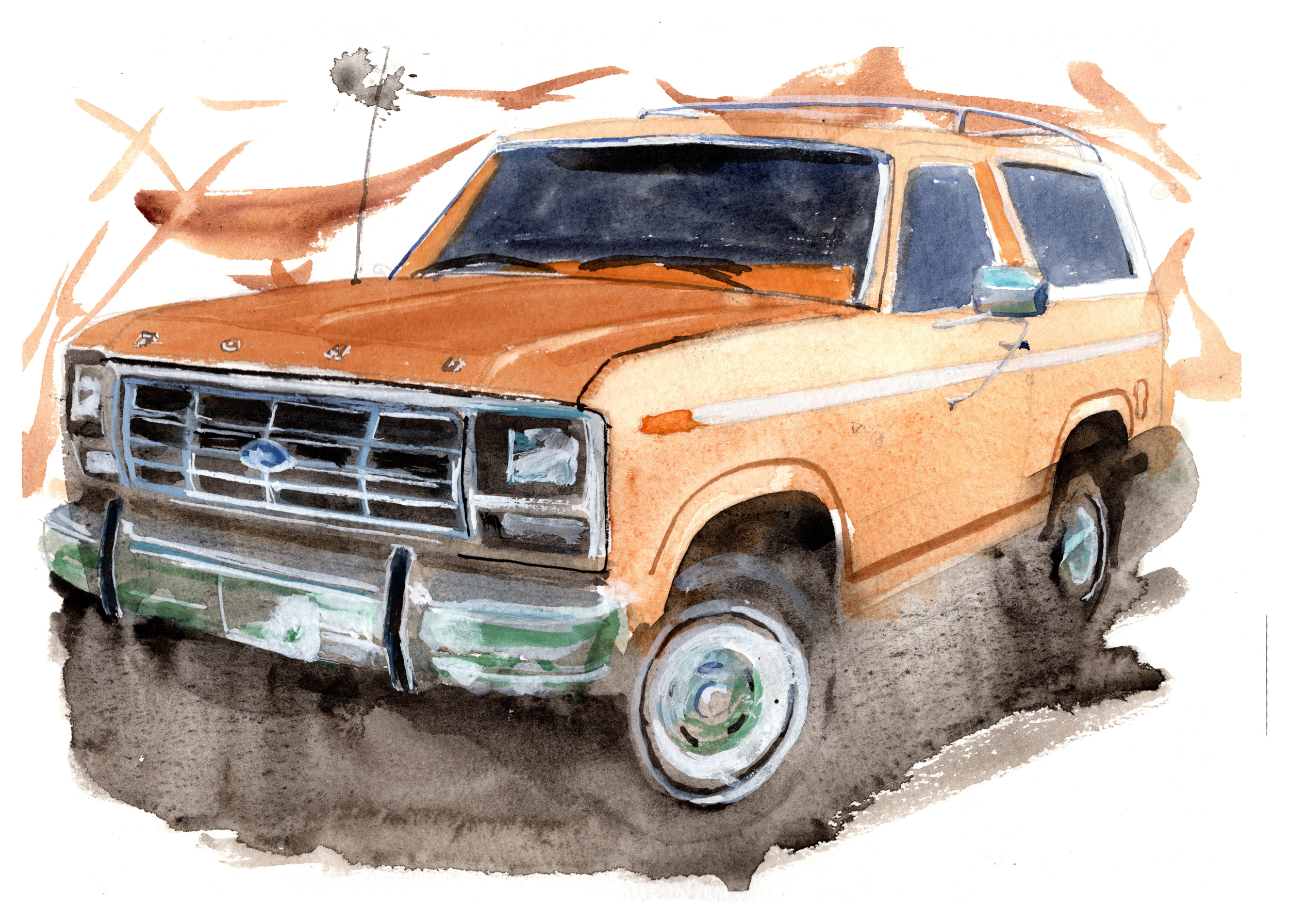 Ford Bronco Print. Ford Bronco Poster. Gifts For Him. Hand Painted Art. birthday gift