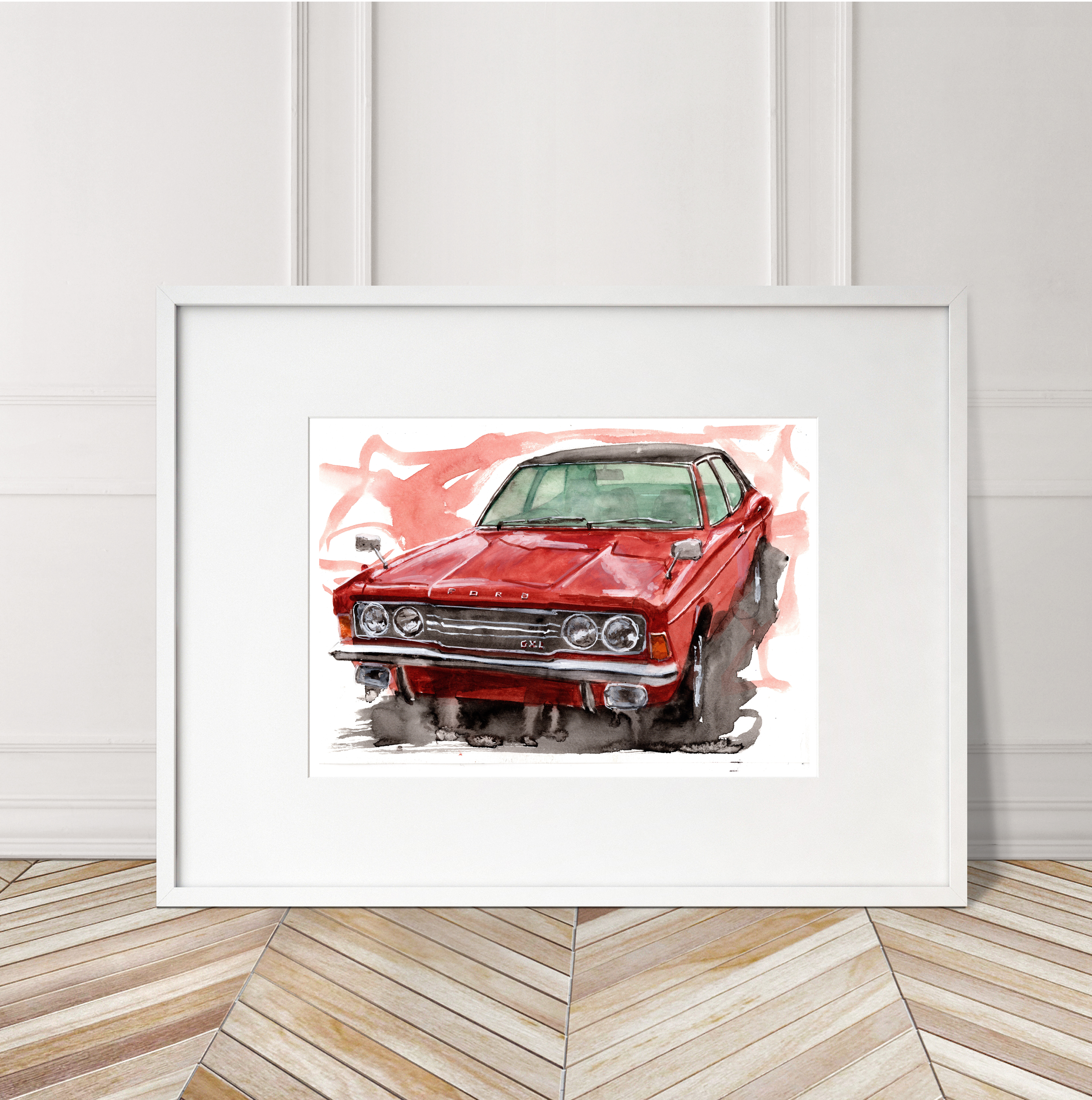 Ford Cortina Print. Ford Cortina Poster. Gifts For Him. Hand Painted Art. birthday gift