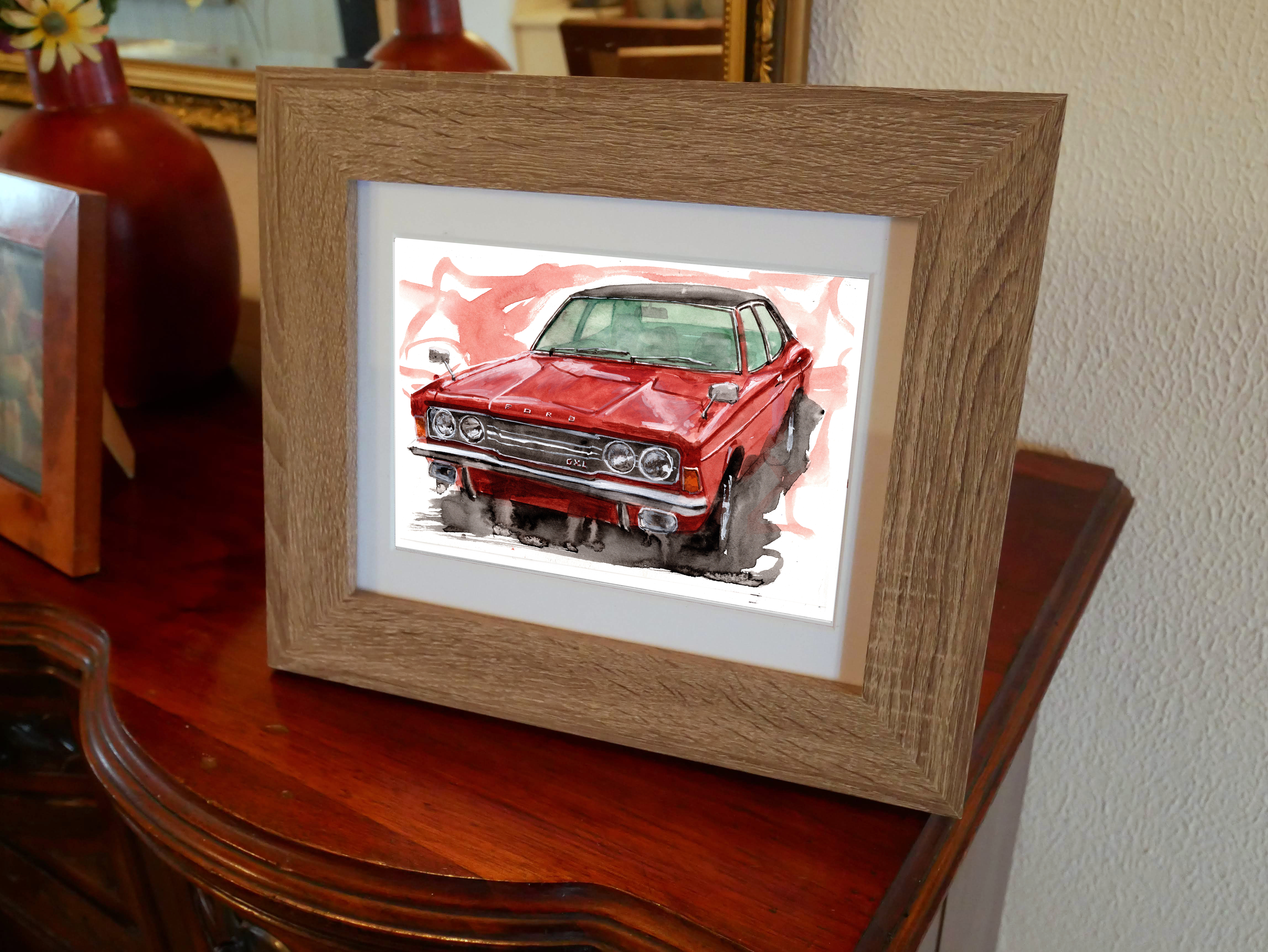 Ford Cortina Print. Ford Cortina Poster. Gifts For Him. Hand Painted Art. birthday gift
