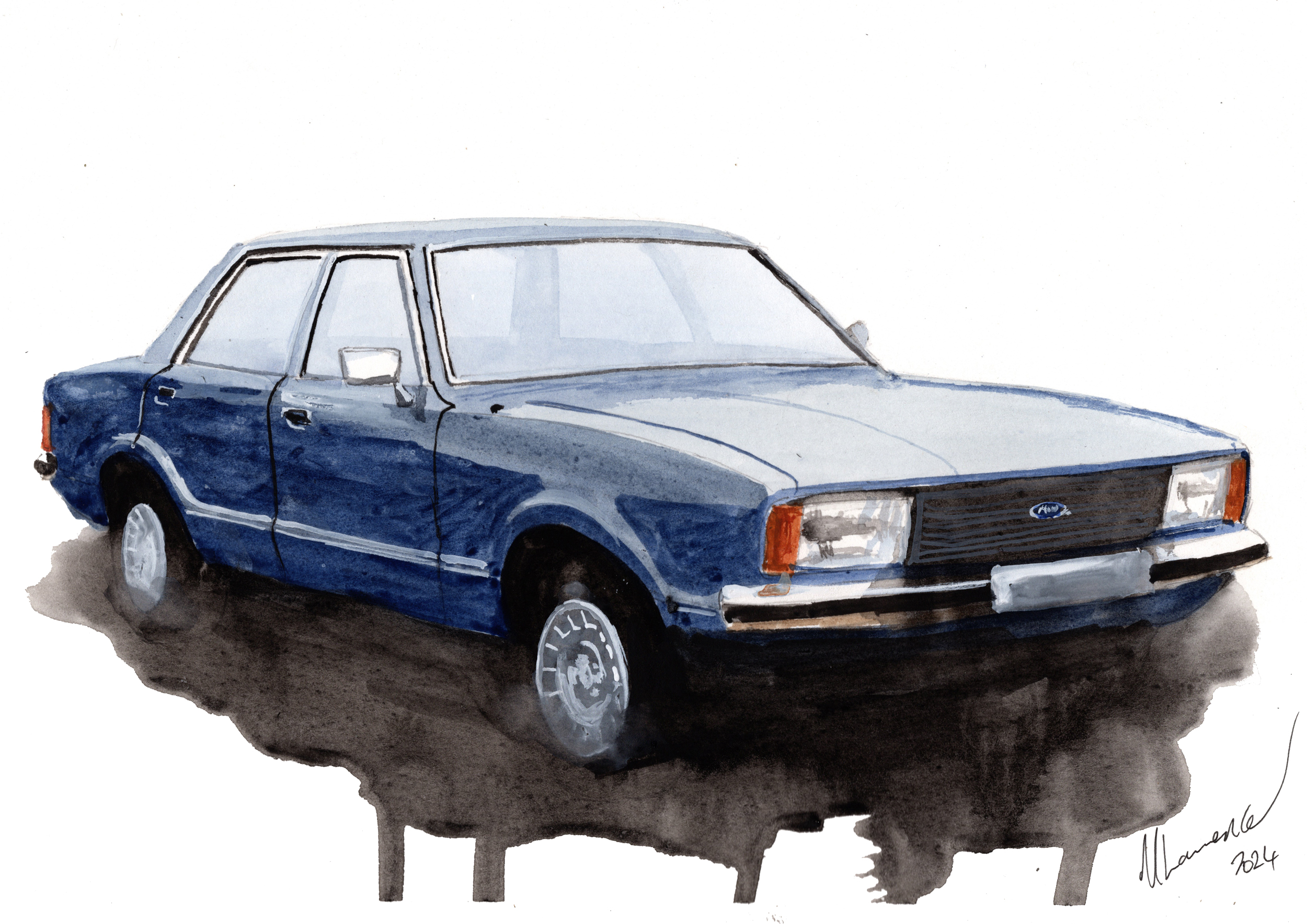 Ford Cortina Print. Ford Cortina Poster. Gifts For Him. Hand Painted Art. birthday gift