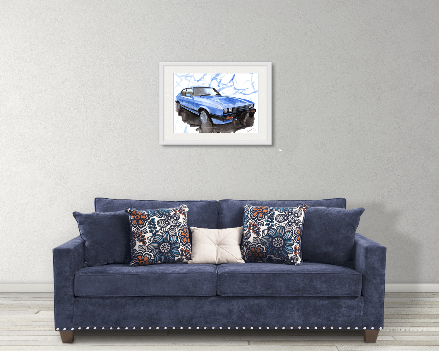 Ford Capri Print. Ford Capri Poster. Gifts For Him. Hand Painted Art. birthday gift