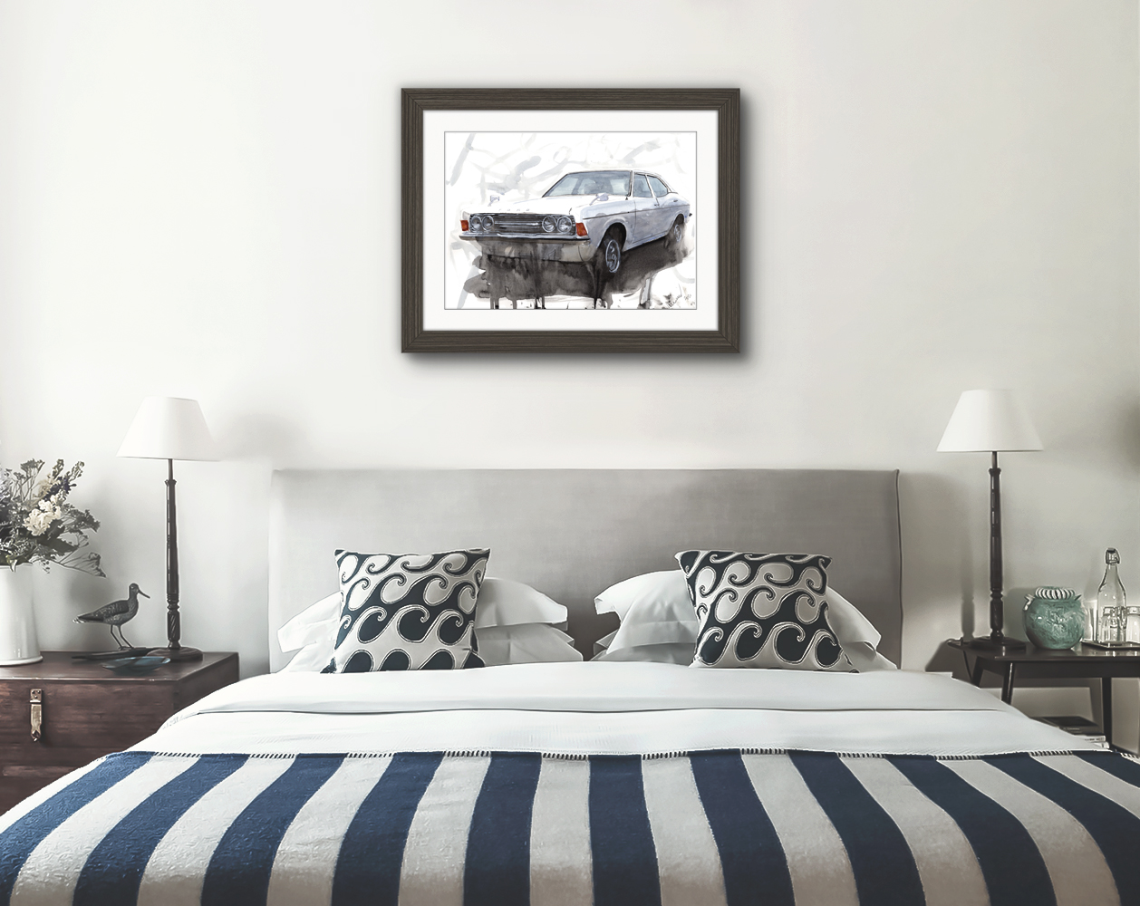 Ford Cortina Print. Ford Cortina Poster. Gifts For Him. Hand Painted Art. birthday gift