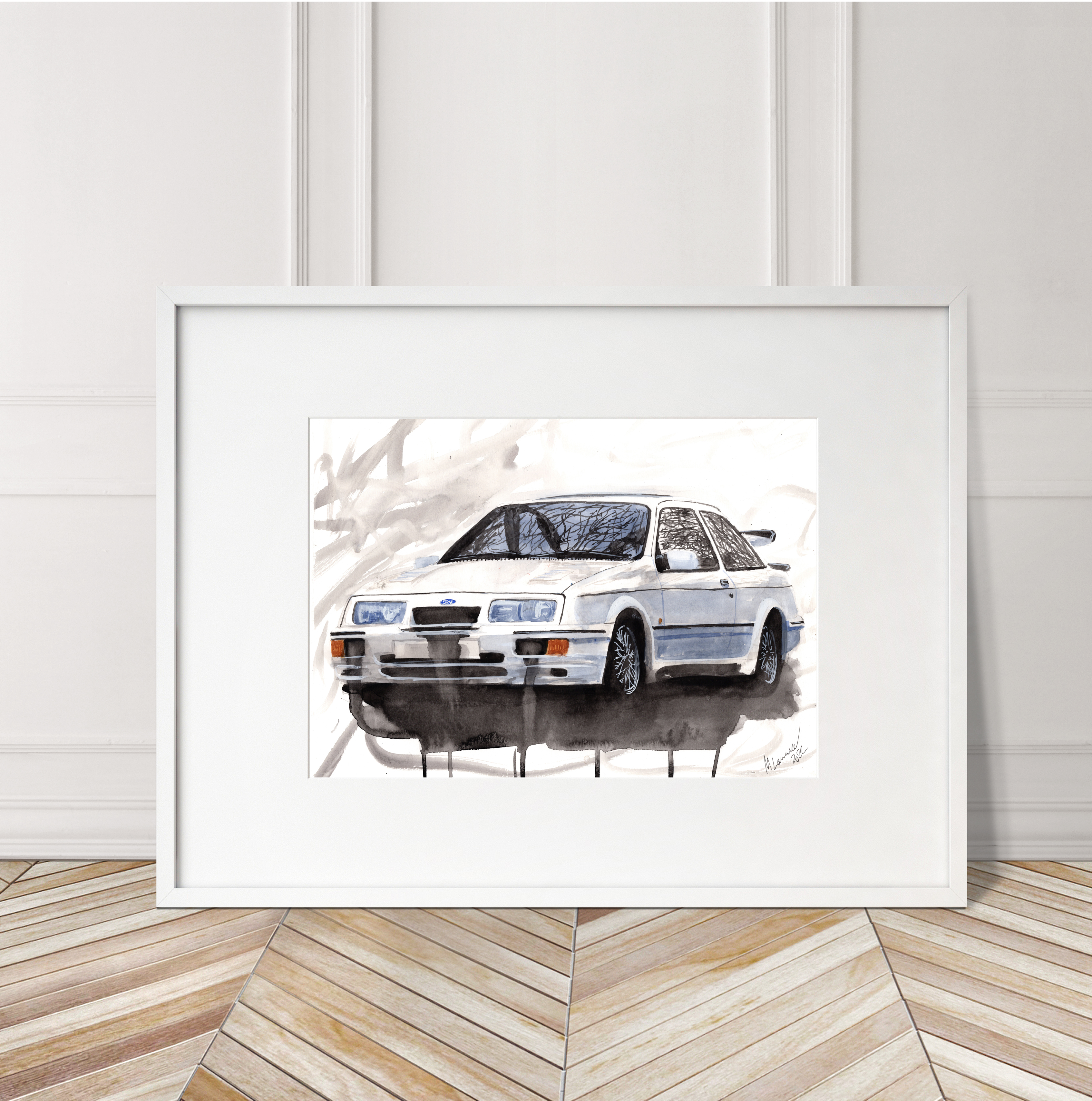 Ford Sierra XR4i Print. Ford Sierra Poster. Gifts For Him. Hand Painted Art. birthday gift