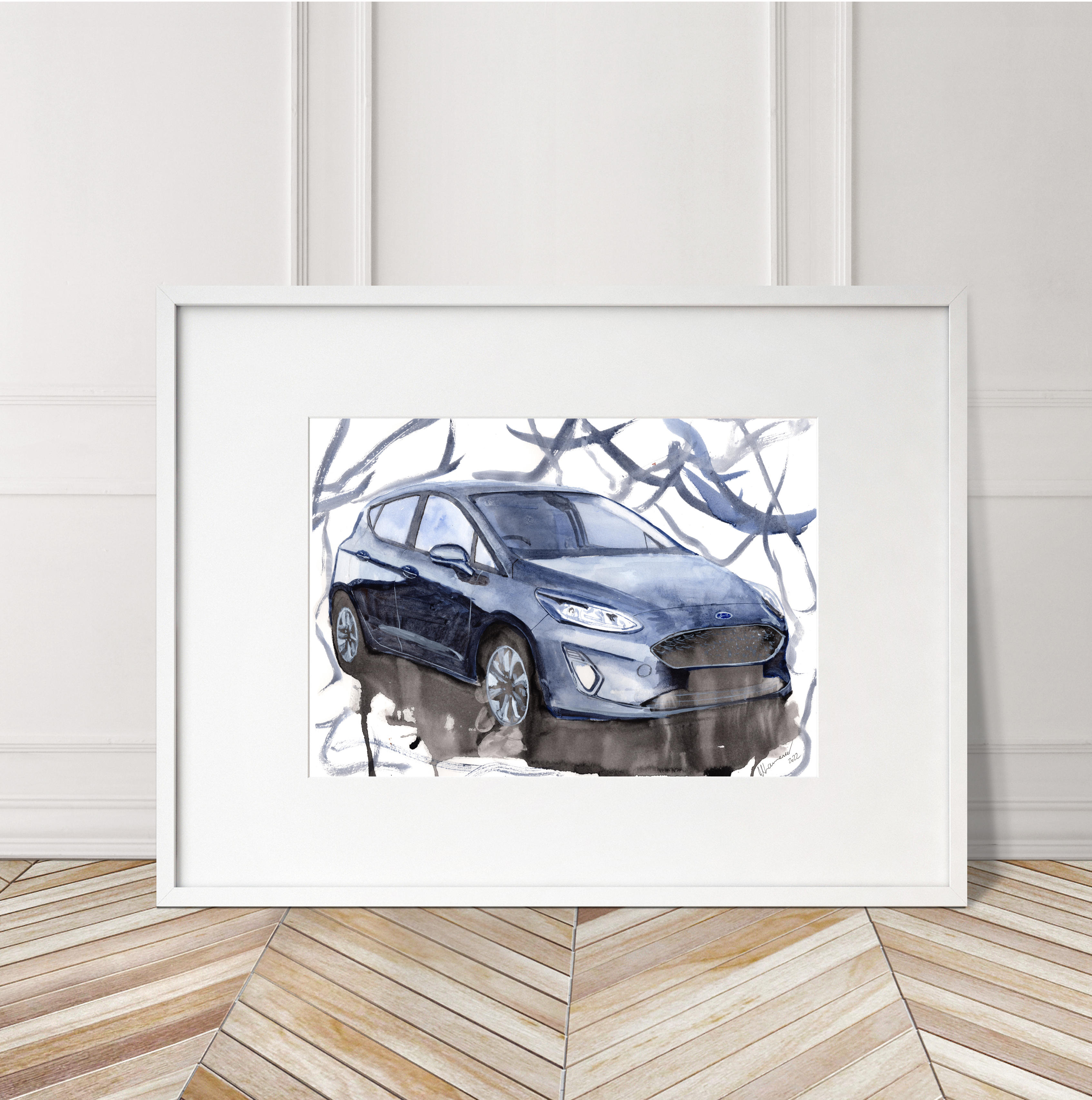 Ford Fiesta Print. Ford Fiesta Poster. Gifts For Him. Hand Painted Art. birthday gift