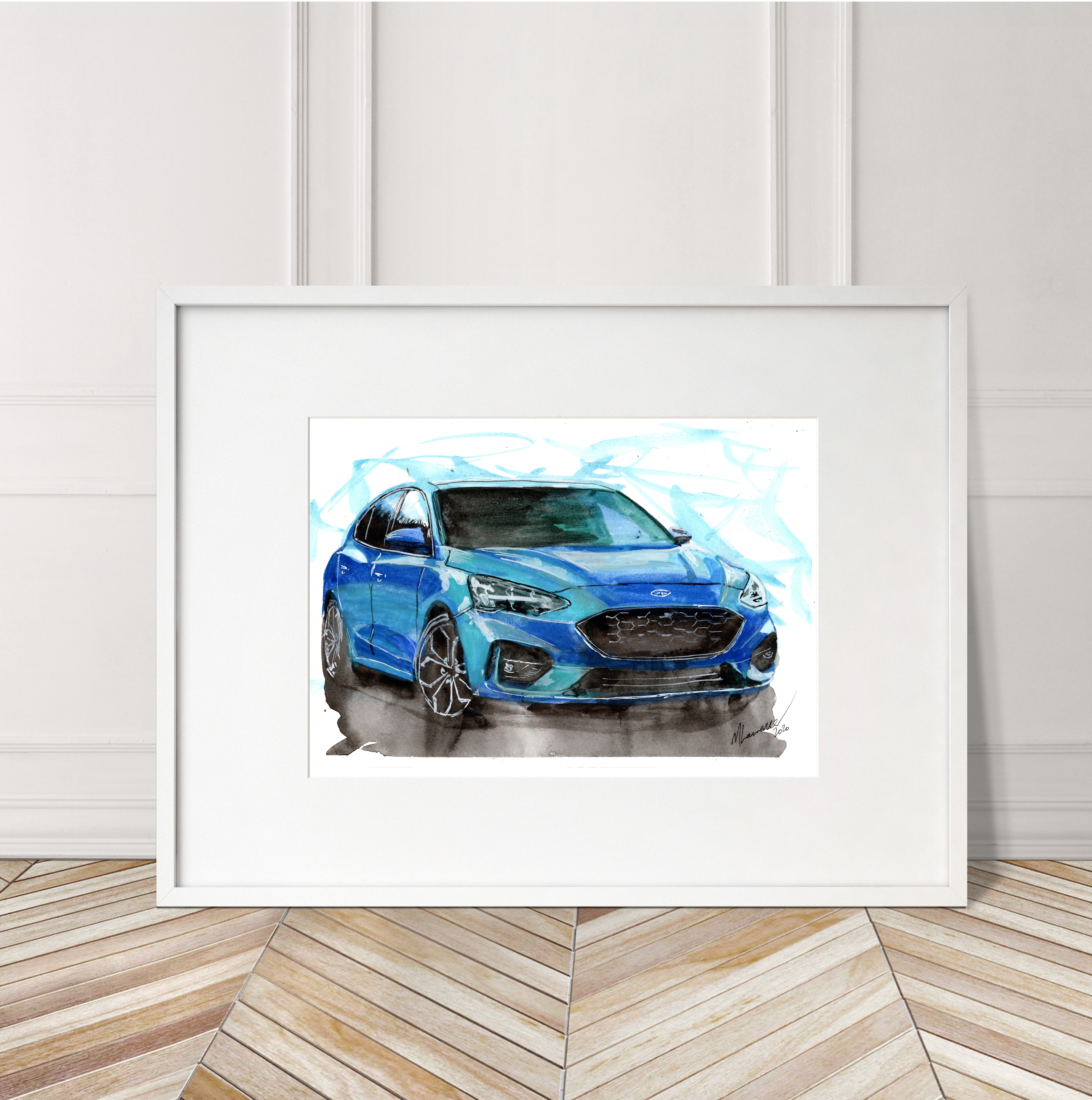 Ford Focus ST Print. Ford Focus ST Poster. Gifts For Him. Hand Painted Art. birthday gift