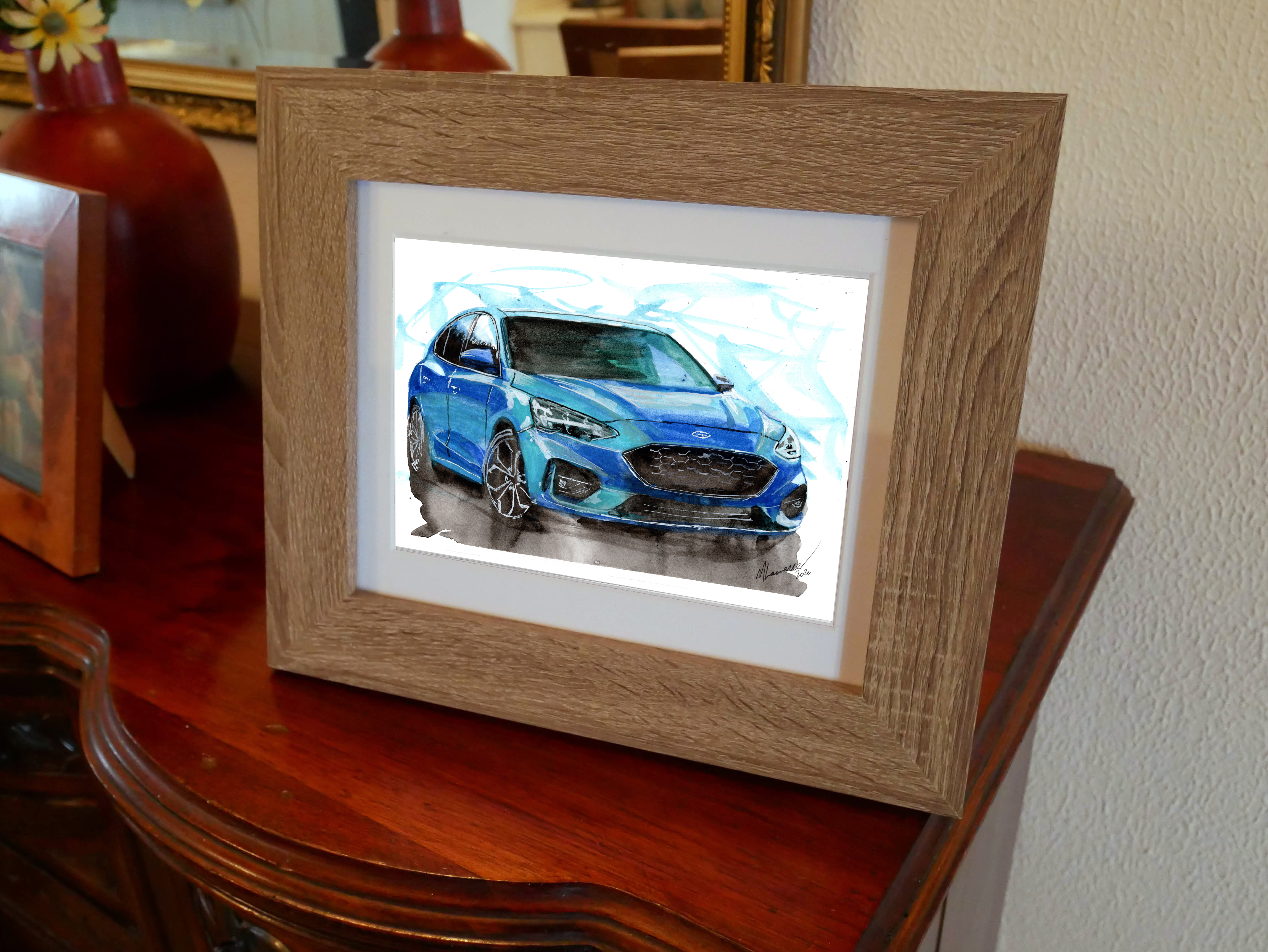 Ford Focus ST Print. Ford Focus ST Poster. Gifts For Him. Hand Painted Art. birthday gift