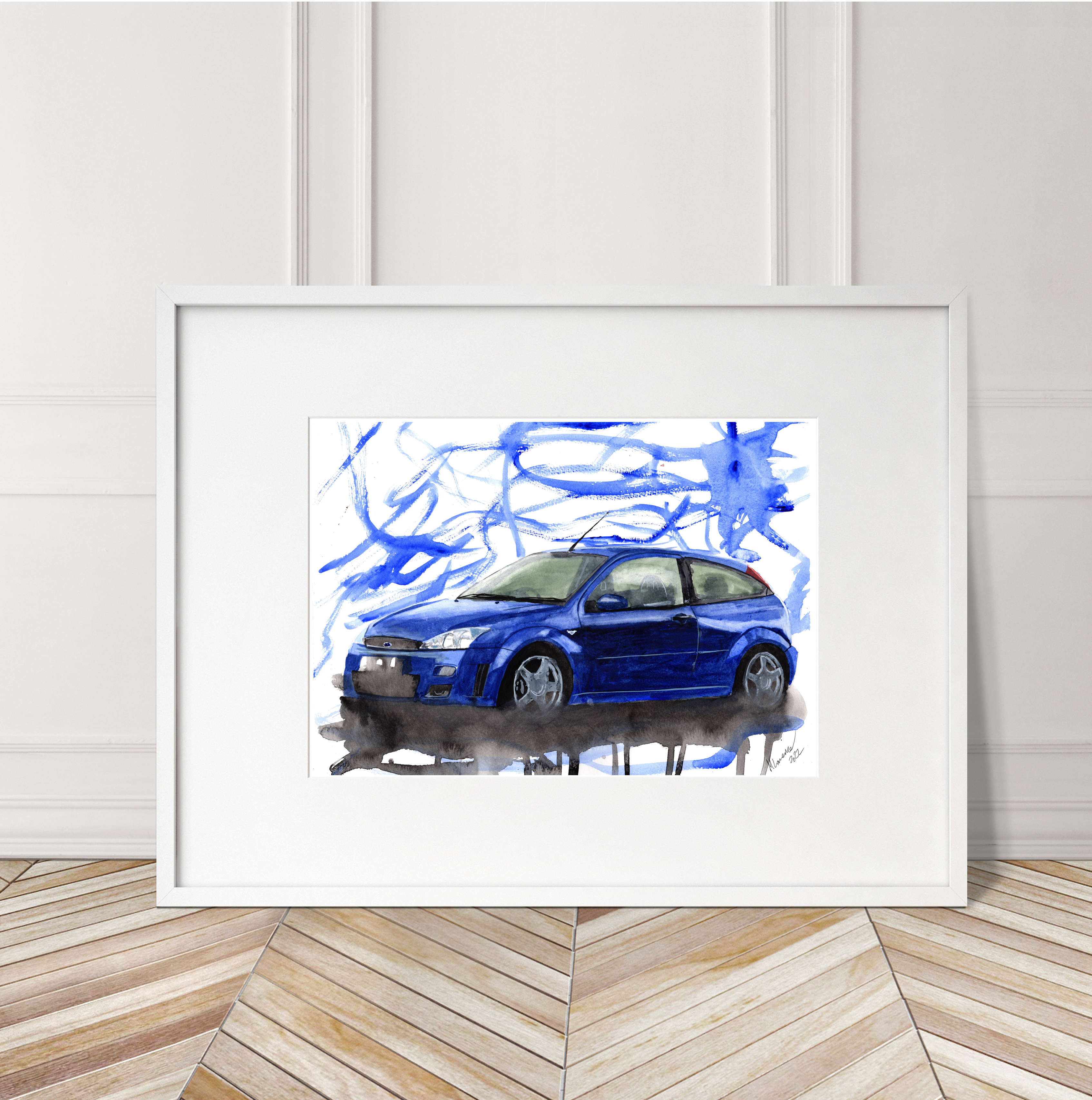 Ford Focus RS Print. Ford Focus RS Poster. Gifts For Him. Hand Painted Art. birthday gift