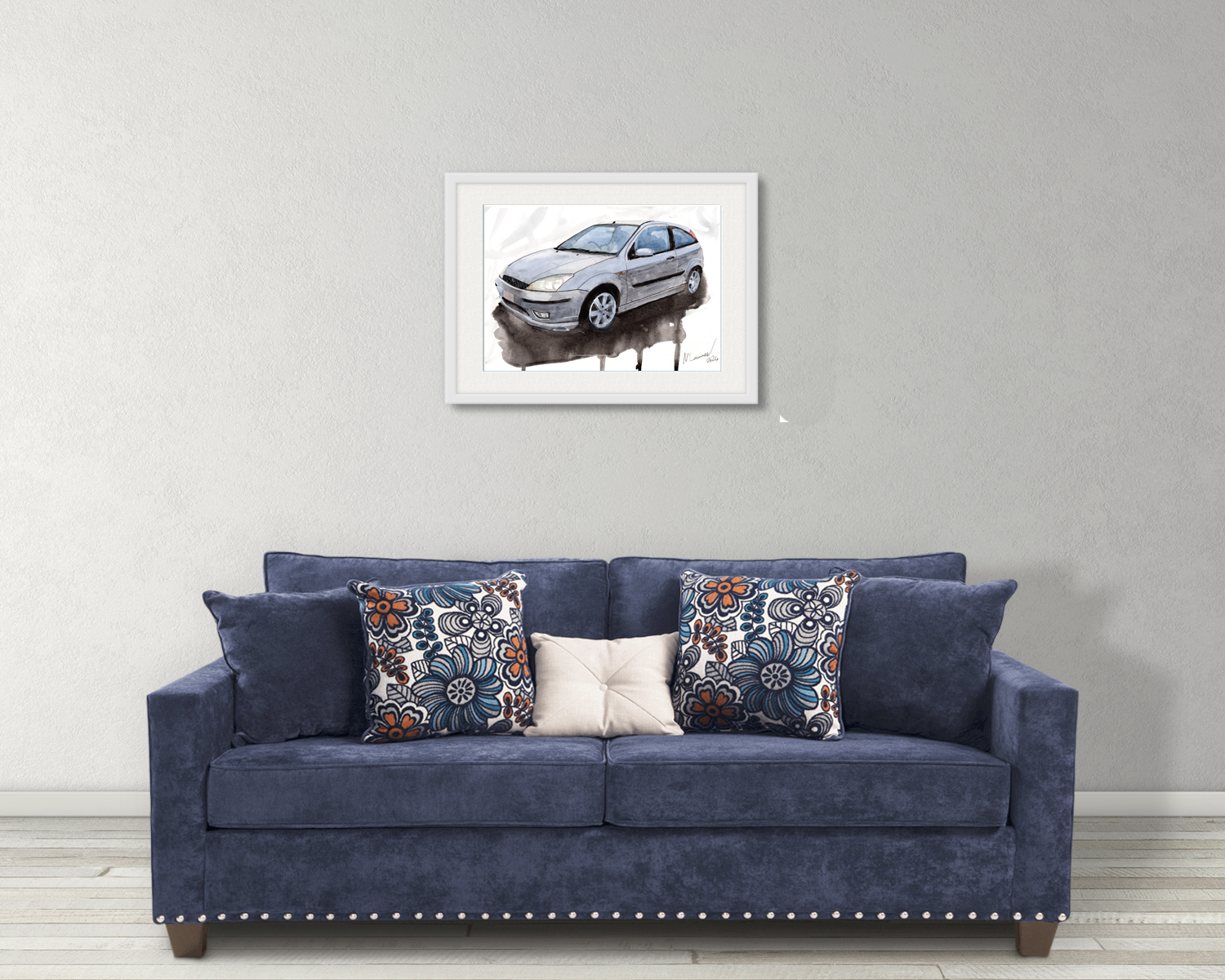 Ford Focus Print. Ford Focus Poster. Gifts For Him. Hand Painted Art. birthday gift