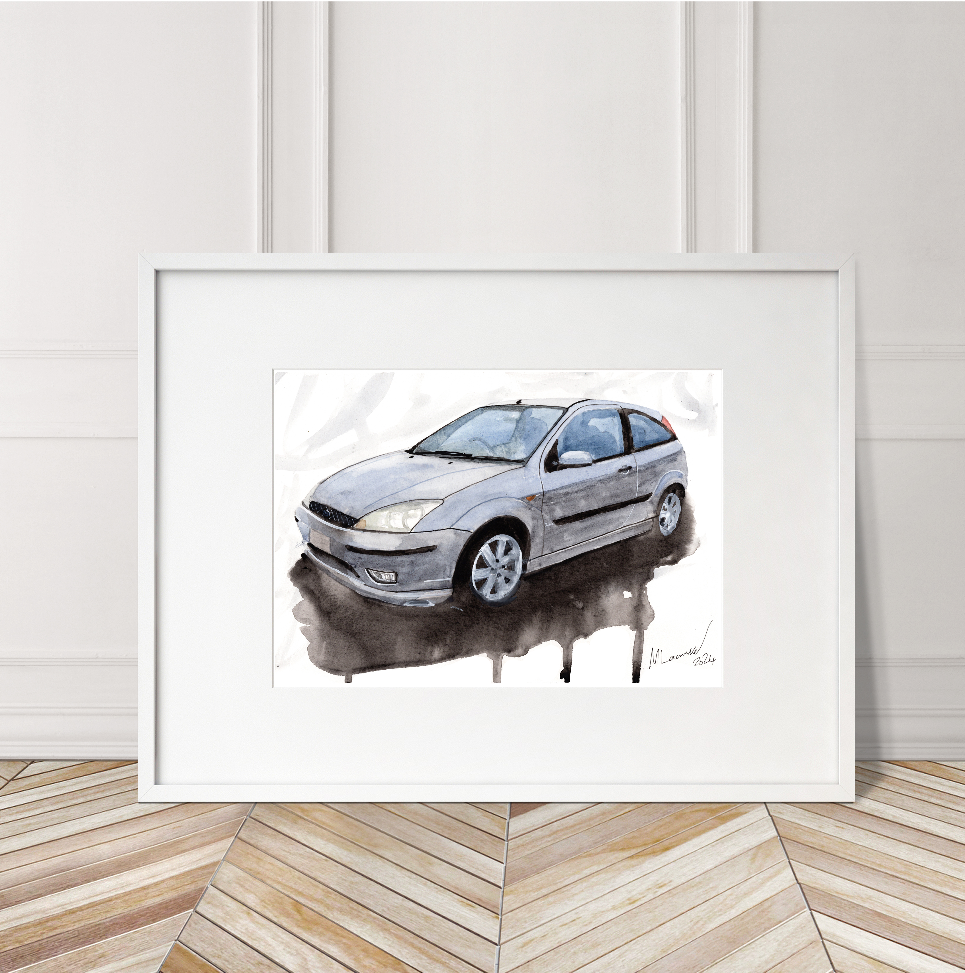 Ford Focus Print. Ford Focus Poster. Gifts For Him. Hand Painted Art. birthday gift