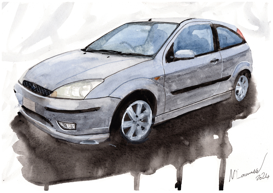 Ford Focus Print. Ford Focus Poster. Gifts For Him. Hand Painted Art. birthday gift
