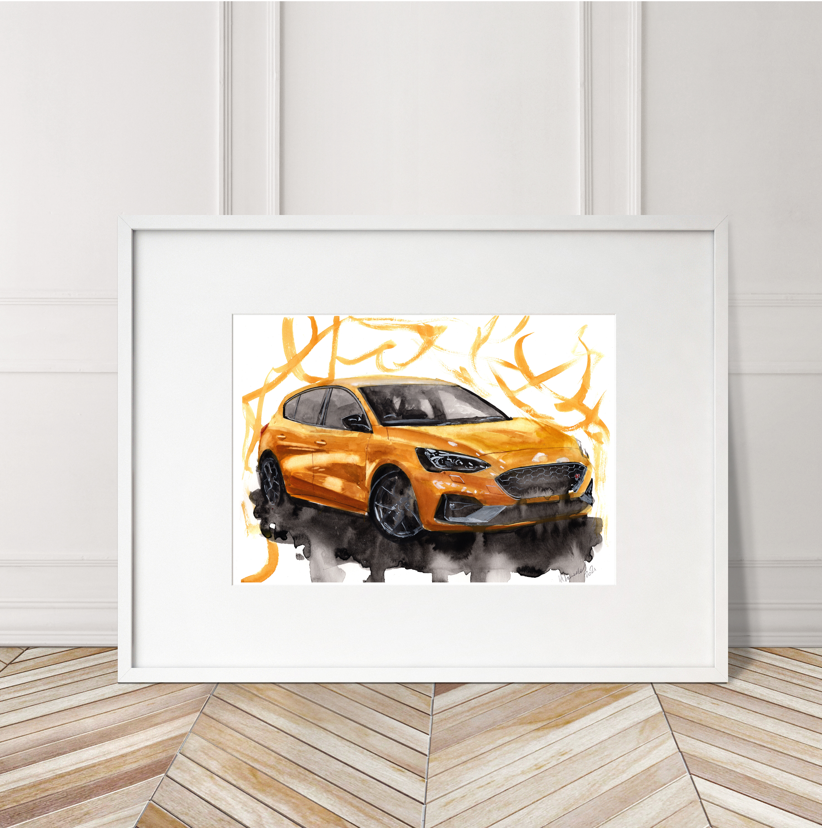 Ford Focus ST Print. Ford Focus ST Poster. Gifts For Him. Hand Painted Art. birthday gift