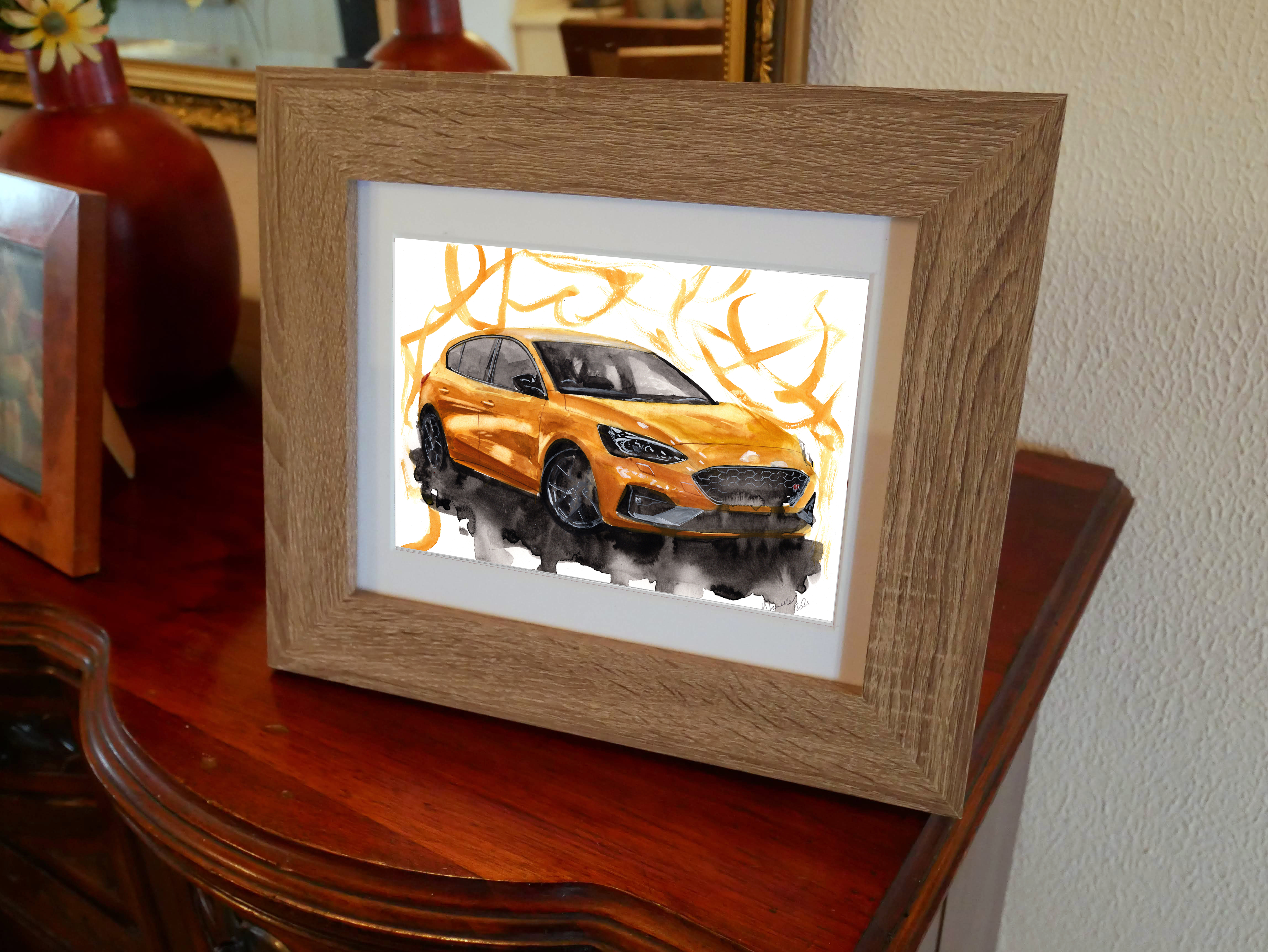 Ford Focus ST Print. Ford Focus ST Poster. Gifts For Him. Hand Painted Art. birthday gift