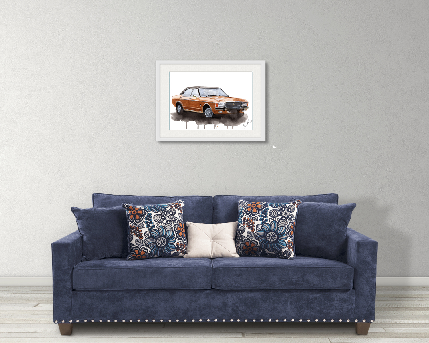 Ford Granada Print. Ford Granada Poster. Gifts For Him. Hand Painted Art. birthday gift
