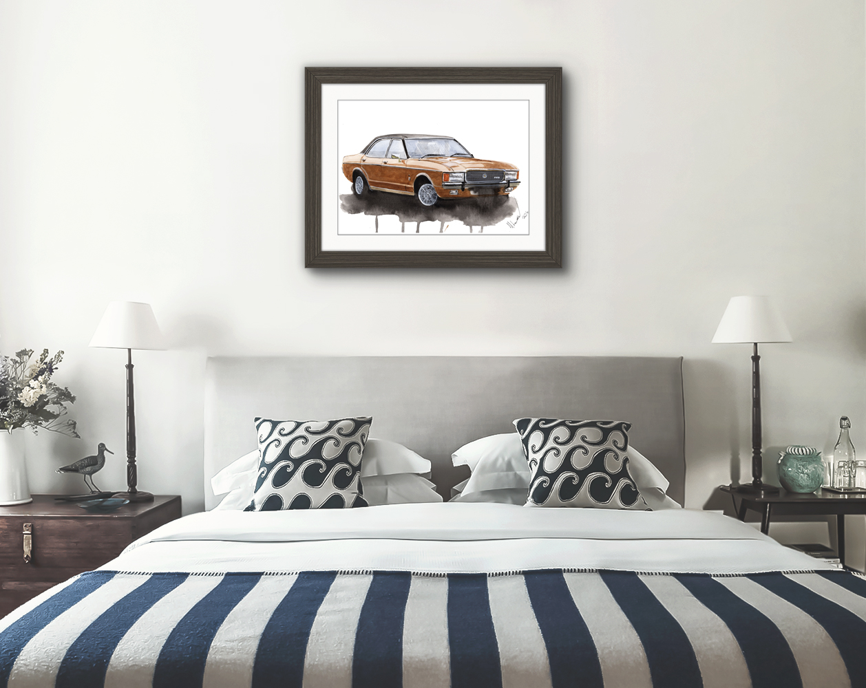 Ford Granada Print. Ford Granada Poster. Gifts For Him. Hand Painted Art. birthday gift