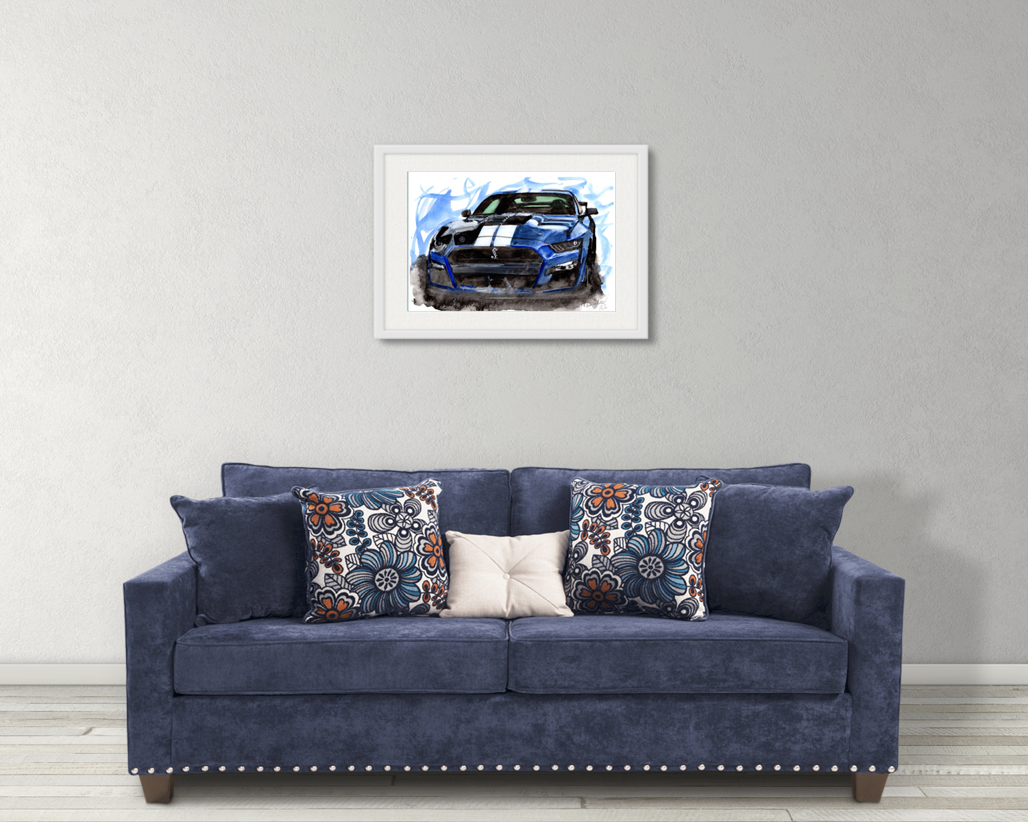 Ford Mustang Print. Ford Mustang Poster. Gifts For Him. Hand Painted Art. birthday gift