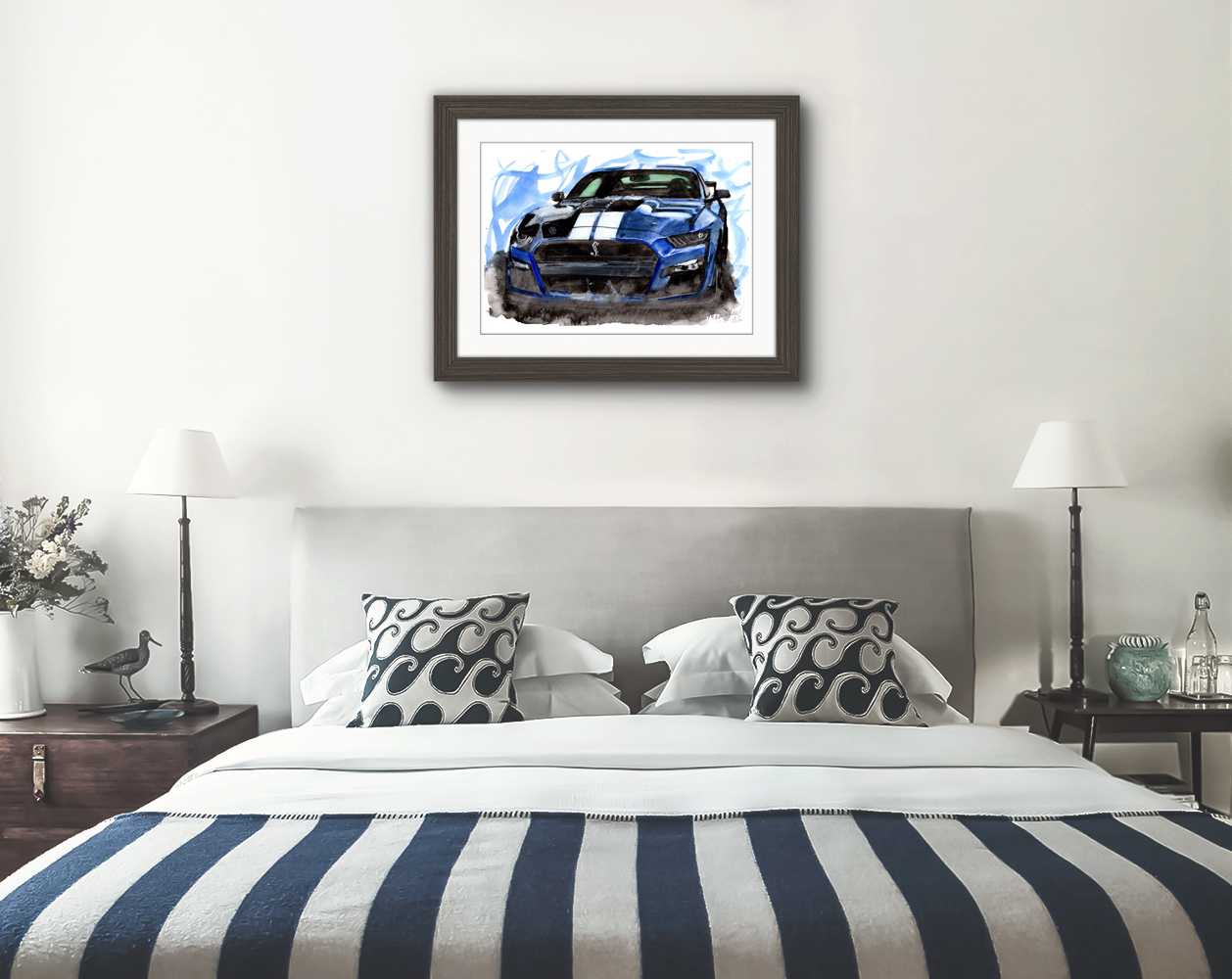 Ford Mustang Print. Ford Mustang Poster. Gifts For Him. Hand Painted Art. birthday gift