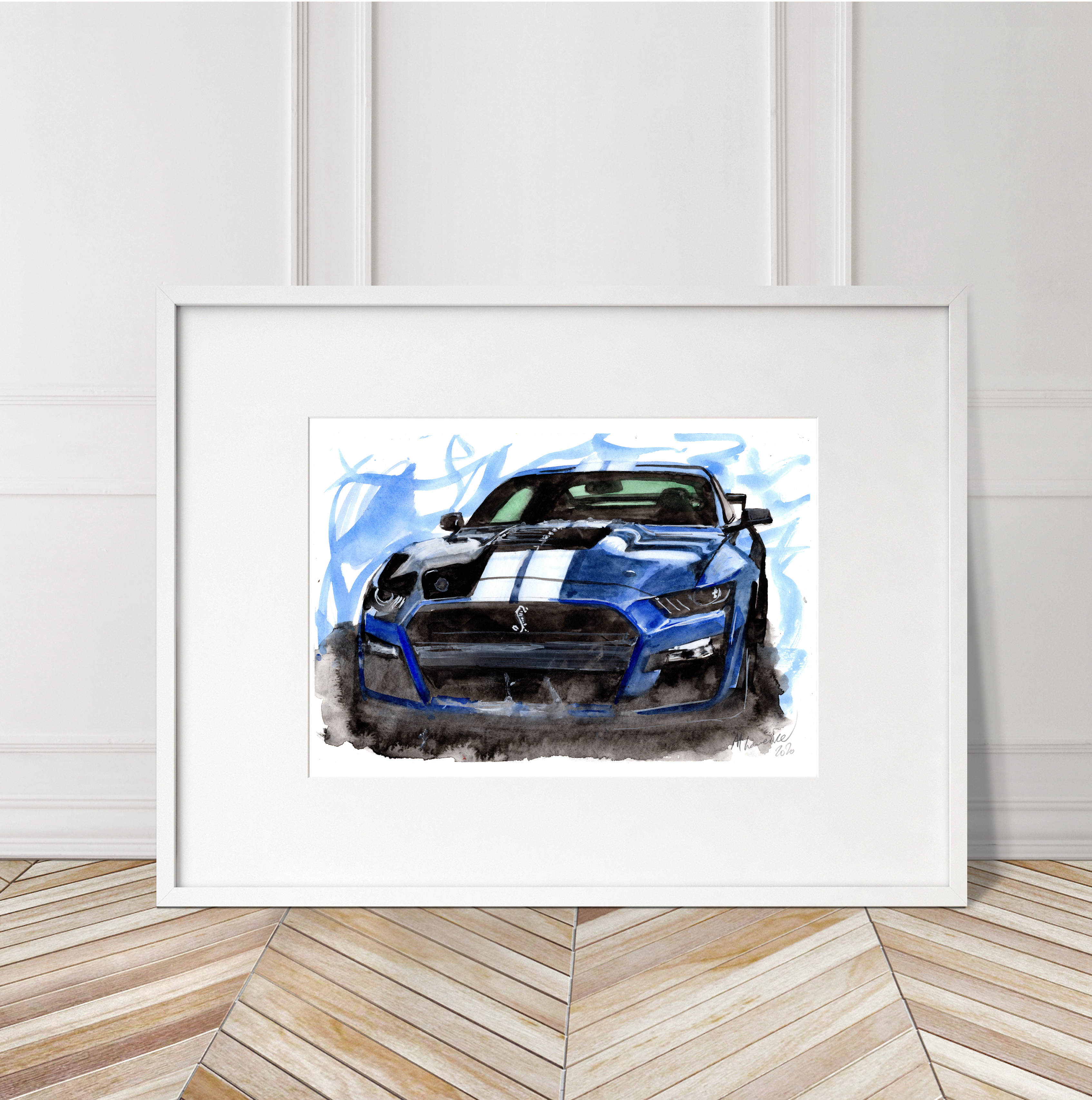 Ford Mustang Print. Ford Mustang Poster. Gifts For Him. Hand Painted Art. birthday gift