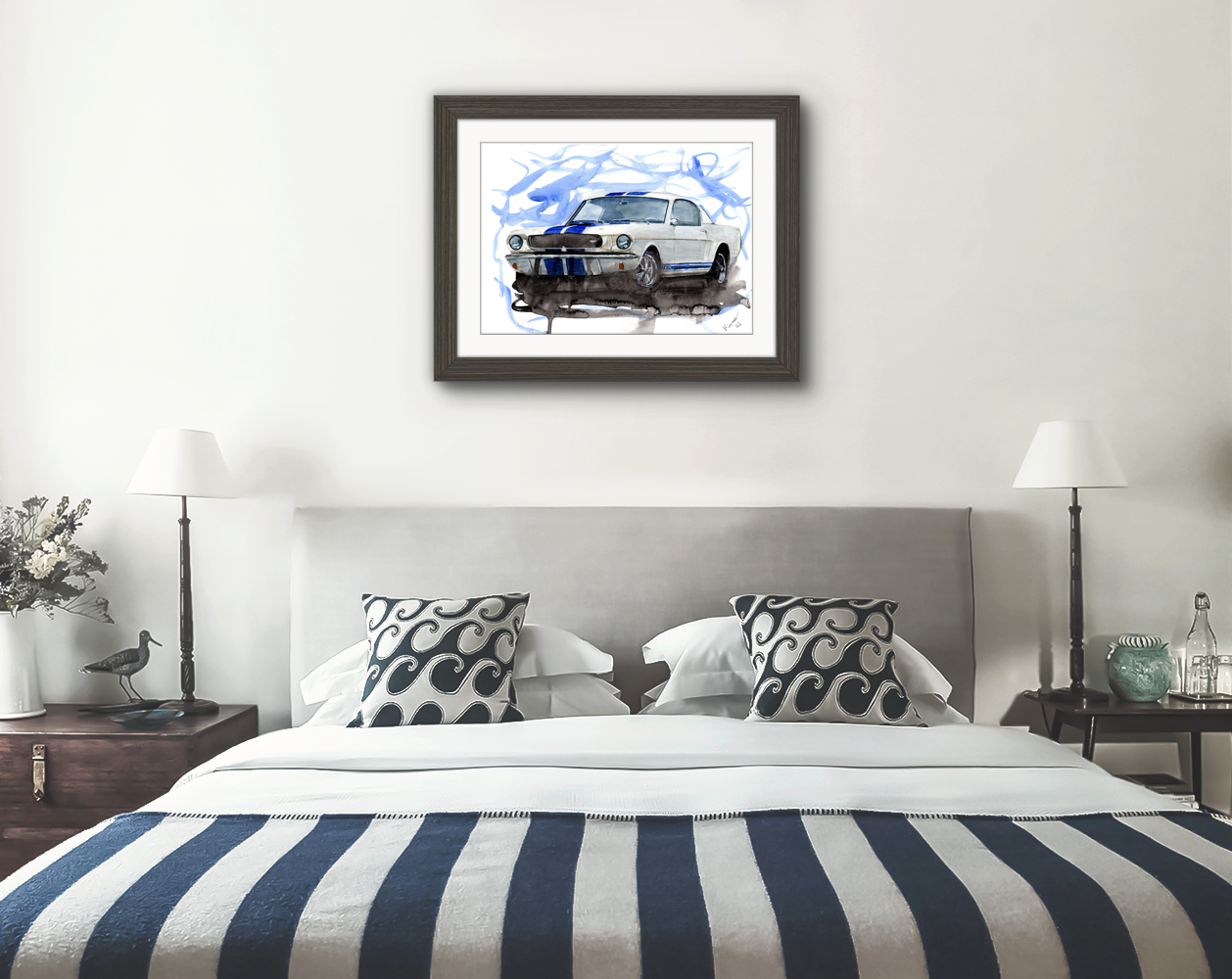 Ford Mustang Print. Ford Mustang Poster. Gifts For Him. Hand Painted Art. birthday gift