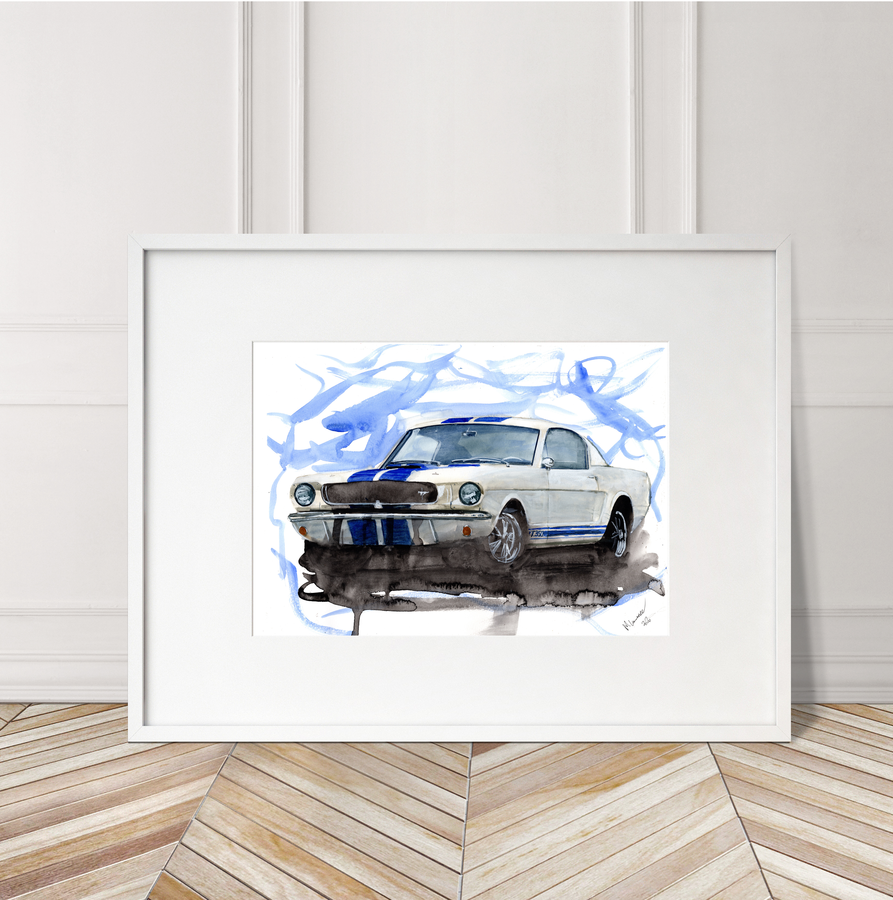 Ford Mustang Print. Ford Mustang Poster. Gifts For Him. Hand Painted Art. birthday gift