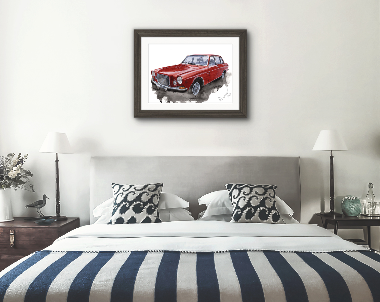 Volvo 164 Print. Volvo 164 Poster. Gifts For Him. Hand Painted Art. birthday gift